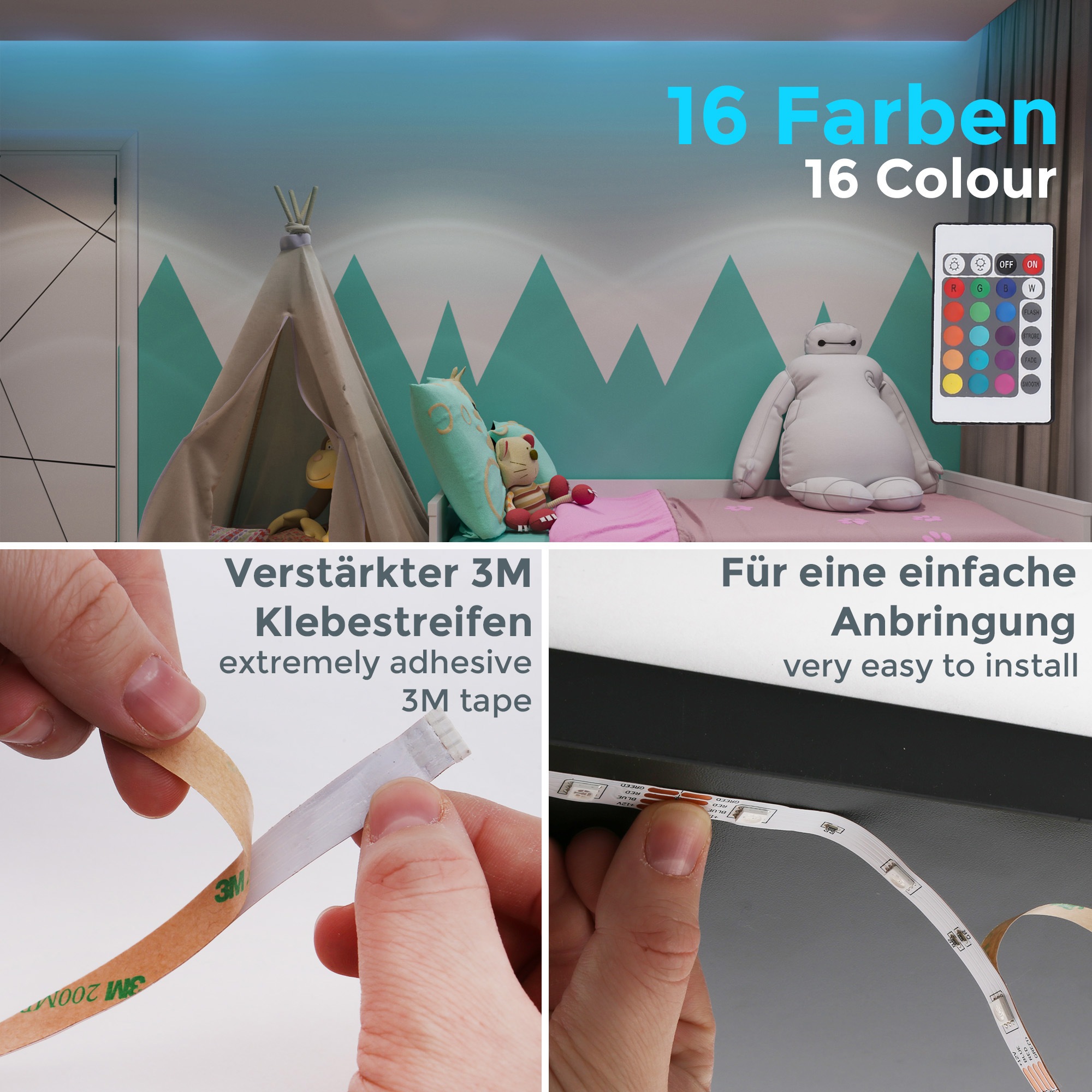 B.K.Licht LED-Streifen »Lucilla« LED Band, RGB, Fernbedienung, selbstklebend, Farbwechsel, kürzbar