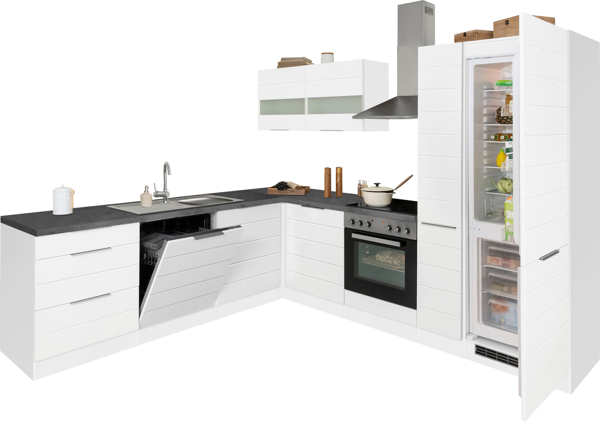 KOCHSTATION Winkelküche »KS-Luhe«, Stellbreite 240x270 cm, wahlweise mit oder ohne E-Geräten, MDF-Fronten