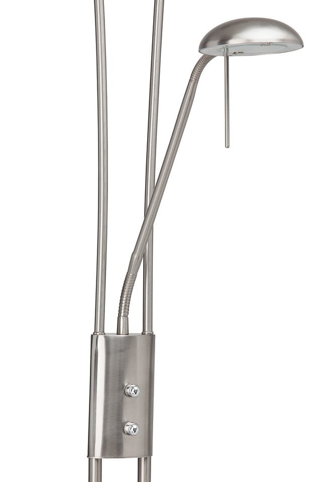 Brilliant LED Deckenfluter »Finn«, 2 flammig-flammig, Lesearm, H 179 cm,  dimmbar, 2500 lm, warmweiß, Metall/Glas, eisen/weiß auf Rechnung bestellen