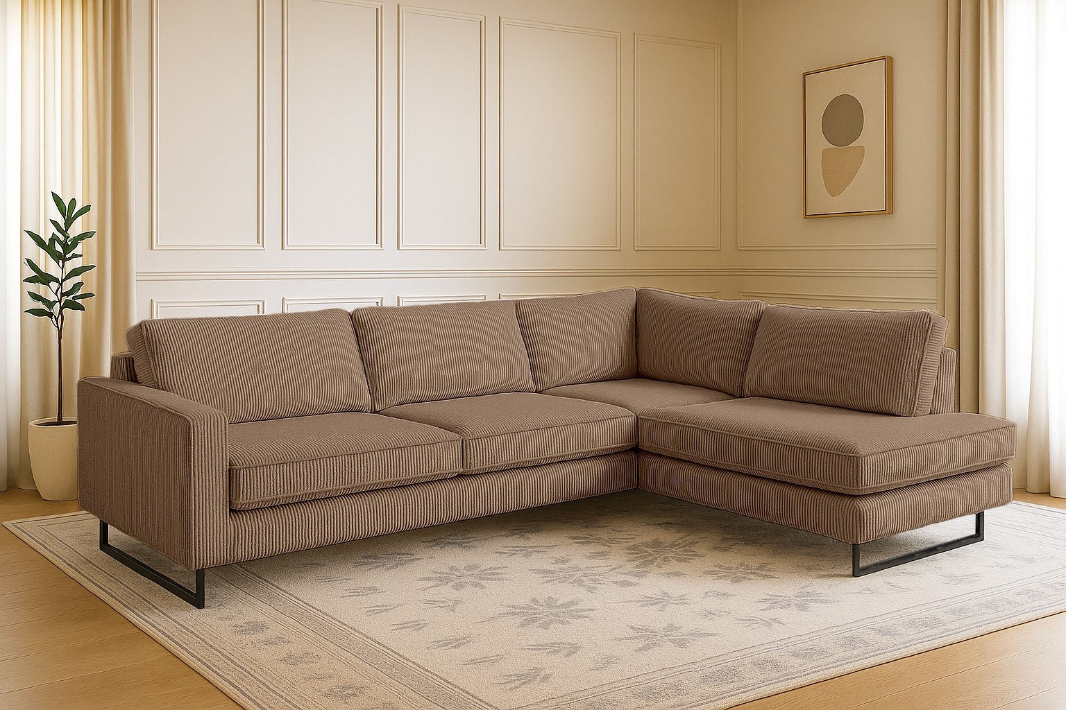Home affaire Ecksofa »Pinto, 290 cm, Cord, Chenille, Lederoptik, Ottomane l günstig online kaufen