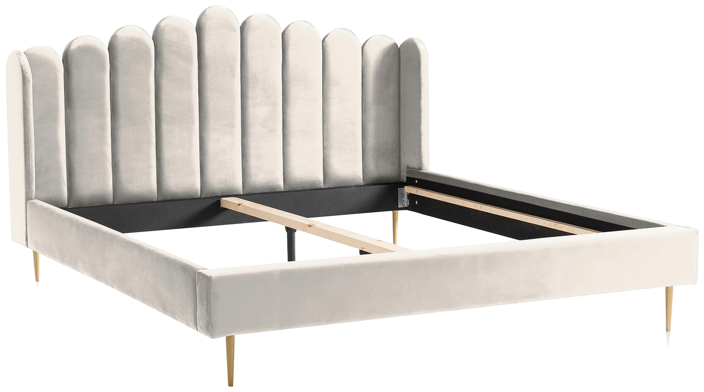 SalesFever Polsterbett »Komfortables Polsterbett für erholsamen Schlaf«, Eleganz trifft Komfort: Samt-Bezug, goldfarbene Metallfüße