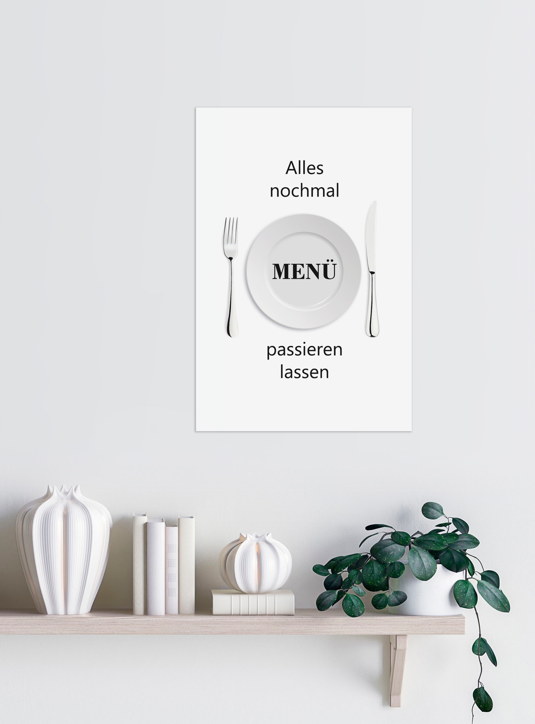 queence Wanddekoobjekt »Menü«, Stahlschild, Blechschild, Spruch, Witzig, Wanddeko, retro, 20x30cm