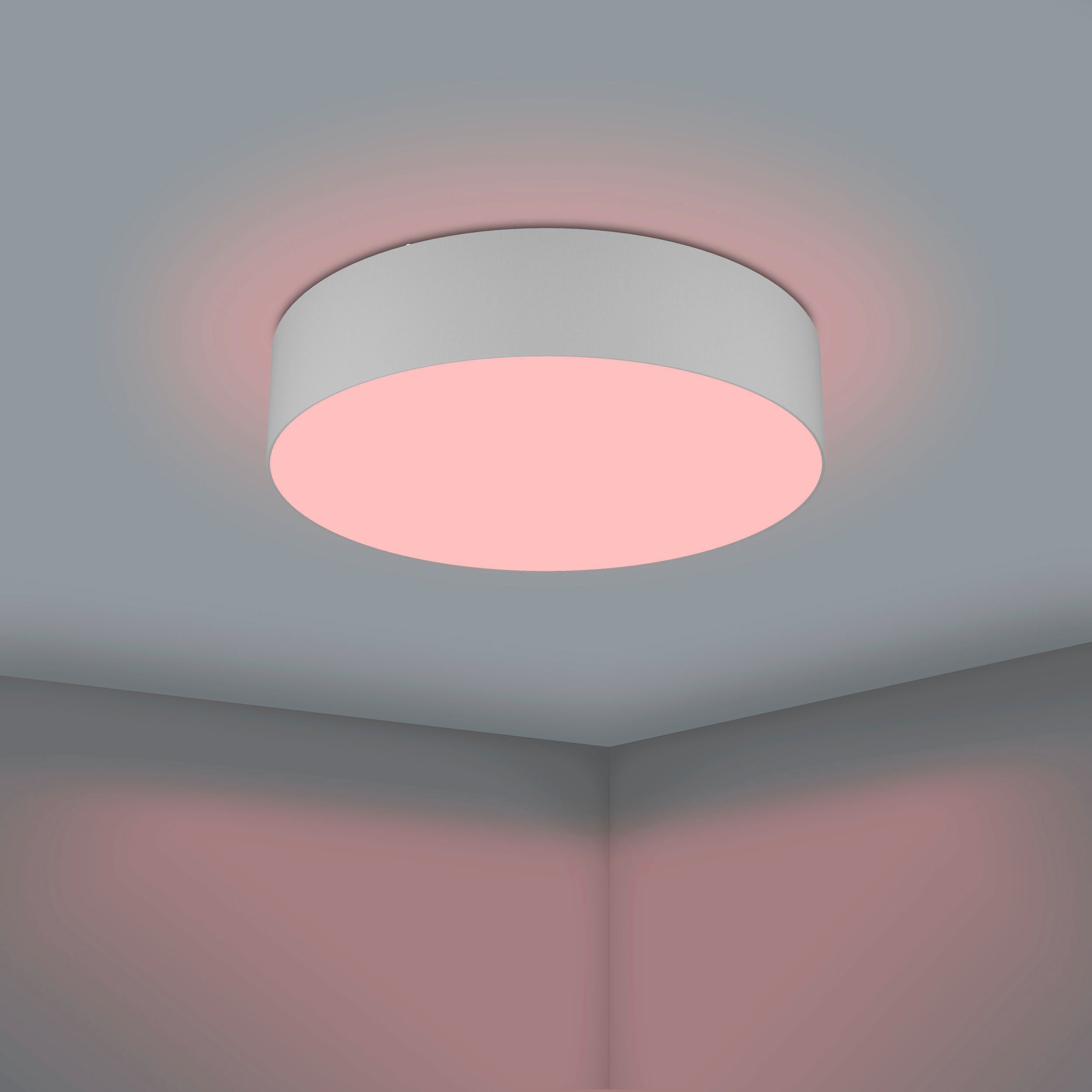 EGLO Deckenleuchte »ROMAO-Z Deckenlampe grau, Textil, ZigBee 3.0, Timer, Disco-Modus«, Leuchtmittel LED-Modul | LED fest integriert, App / Sprachsteuerung Alexa, ‎‎‎‎‎‎‎Ø 77cm, exkl. Fernbedienung
