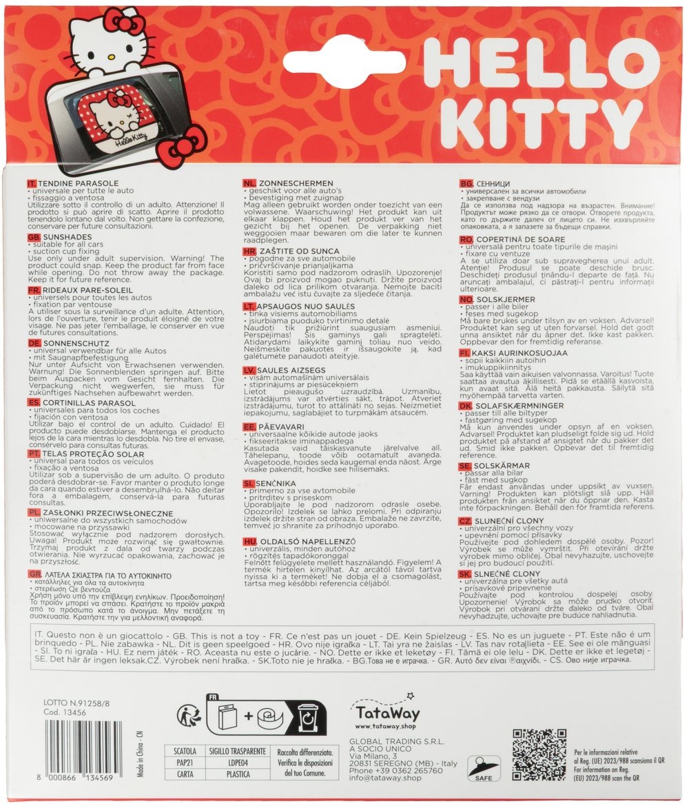 TataWay Autosonnenschutz »Hello Kitty 44x35 cm« mit UV-Schutz, für Auto-Seitenfenster