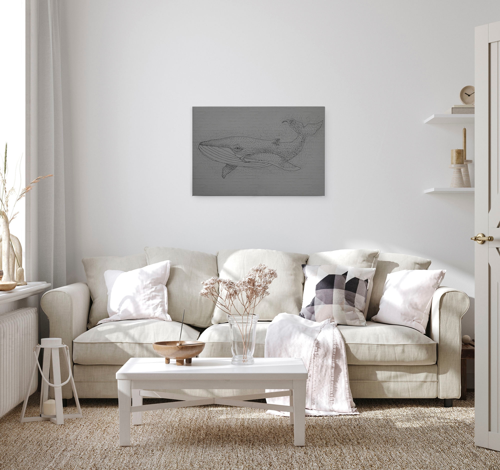A.S. Création Leinwandbild »titan« Kunst | Tiere 1 Stk. tlg. Schwarz-Weiß Zeichnung Wal Keilrahmen Leinwand-Bild Wohnzimmer modern
