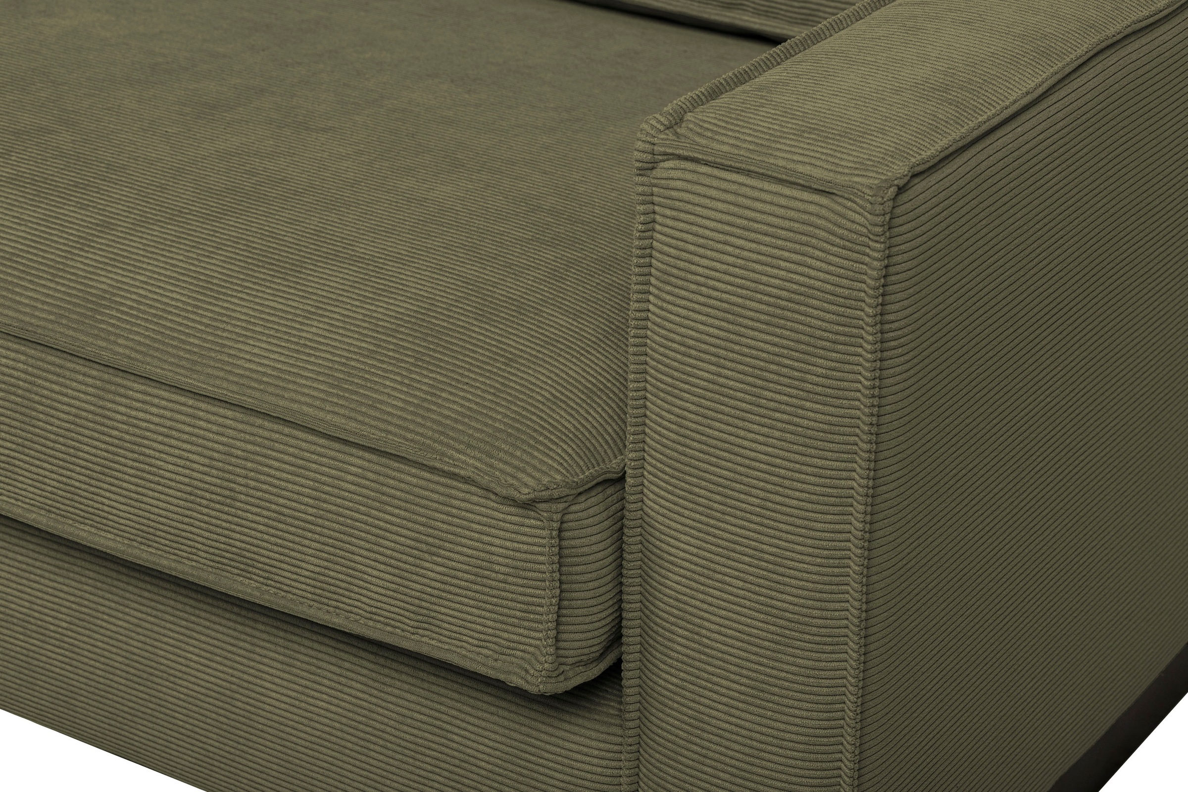 Places of Style Ecksofa »Pinto, 290 cm, Cord, Chenille, Lederoptik, Ottomane links / rechts«, mit Keder, schwarze Metallfüße, Wellenunterfederung