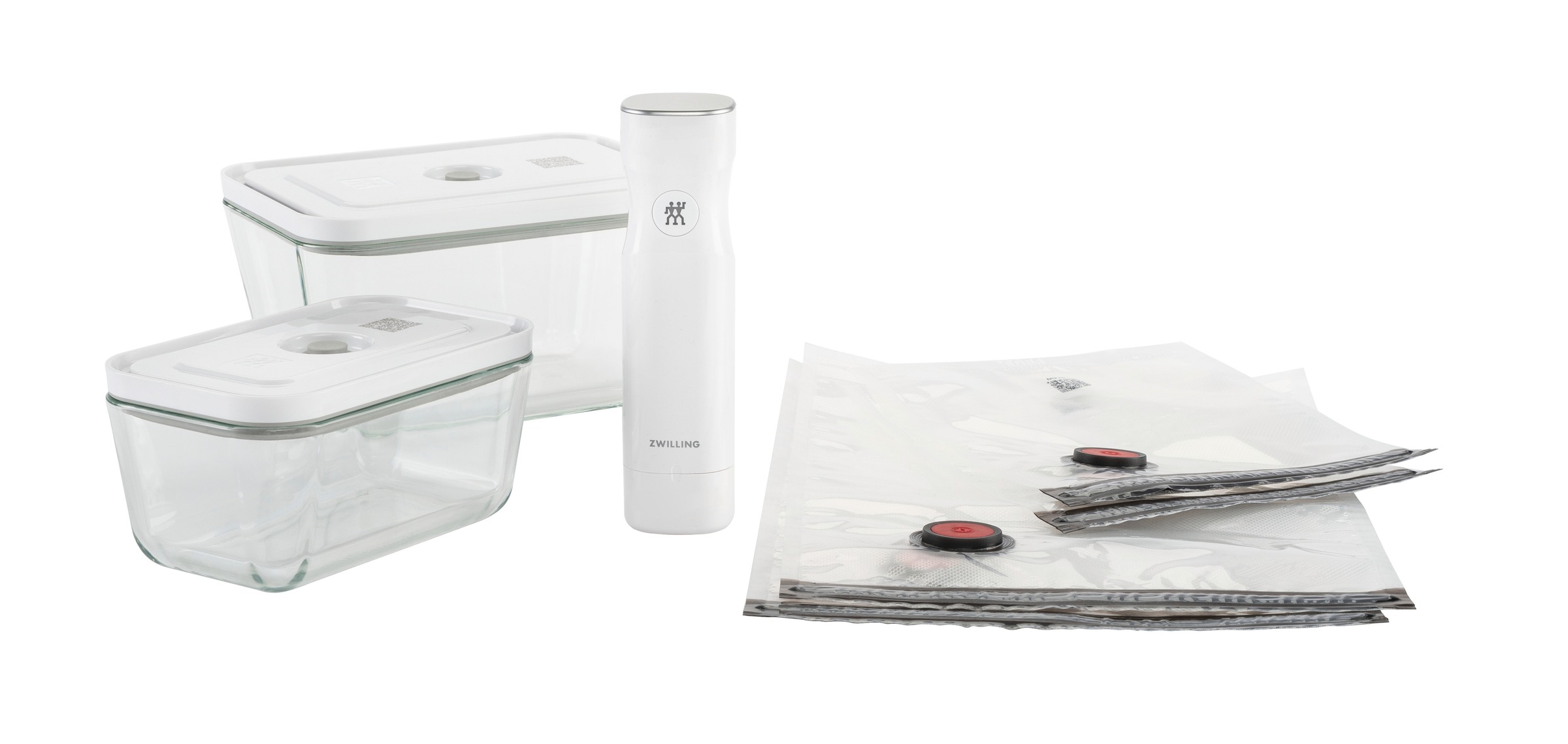 ZWILLING Vakuumbehälter »Fresh & Save« Set, Vakuumpumpe inkl. 2 Vakuumboxen & 4 Vakuumbeutel, 7 Stk. tlg. Vakuum Starter-Set, Glas/Kunststoff,...