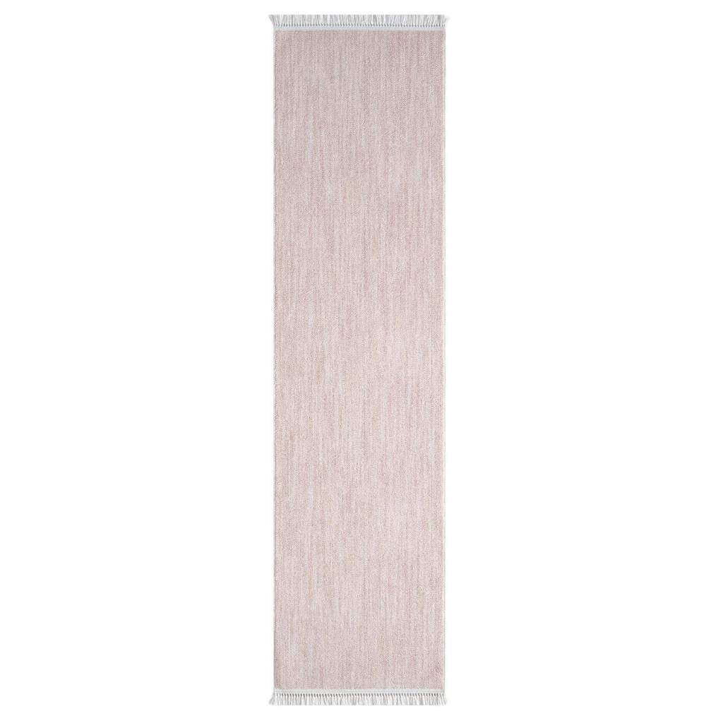 Carpet City Teppich »CLASICO 0052«, rechteckig, 11 mm Höhe, Läufer, Kurzflor, Hochtief-Muster, Boho, Fransen, Wohnzimmer