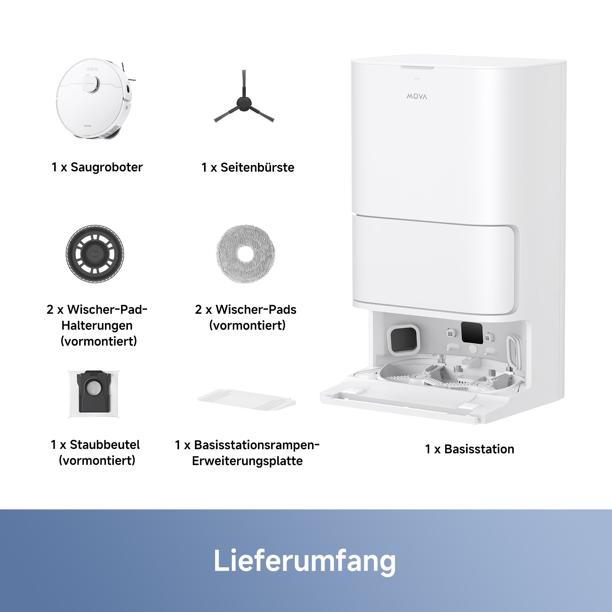 Dreame Saugroboter »Mova E30 Ultra, mit Absaugstation,«, 7000 Pa Saugleistung/Automatische Absaugung und selbstreinigende Mopps