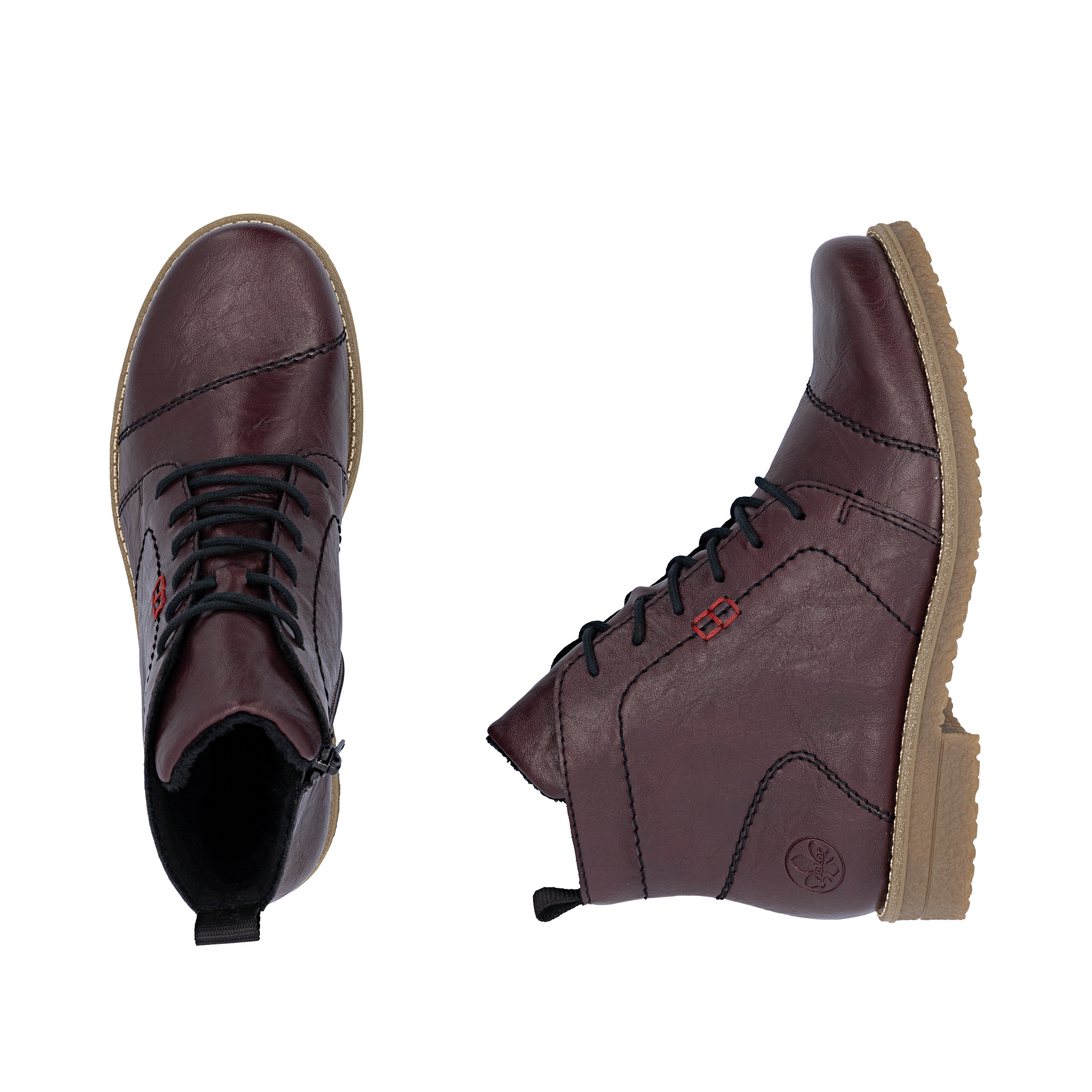 Rieker Schnürstiefelette  Blockabsatz, Schnürboots mit modischen Ziernähten