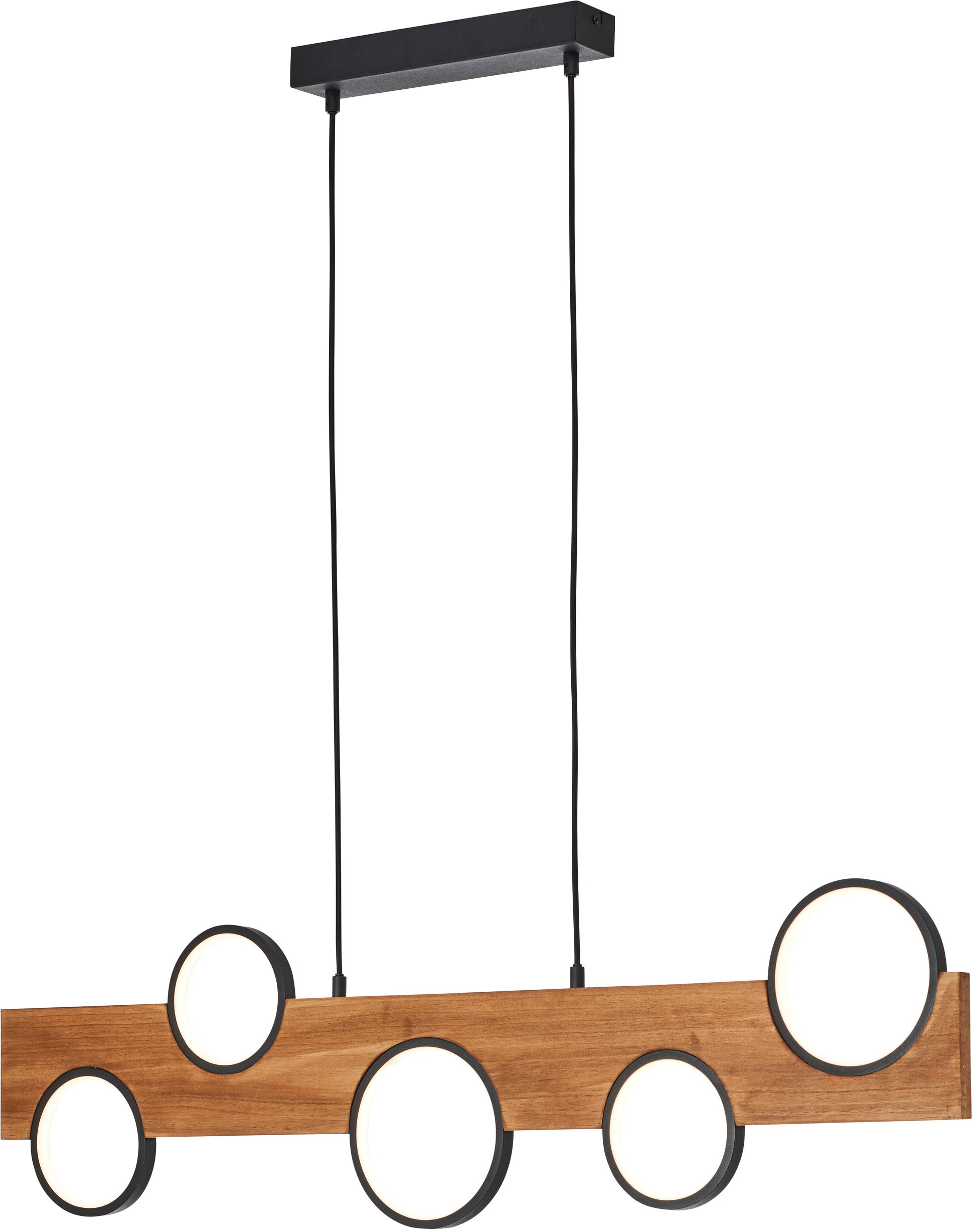 Brilliant LED Pendelleuchte »Cheesy«, 150 x 100cm, 4100lm, 3000K, Holz/Metall, natur/schwarz
