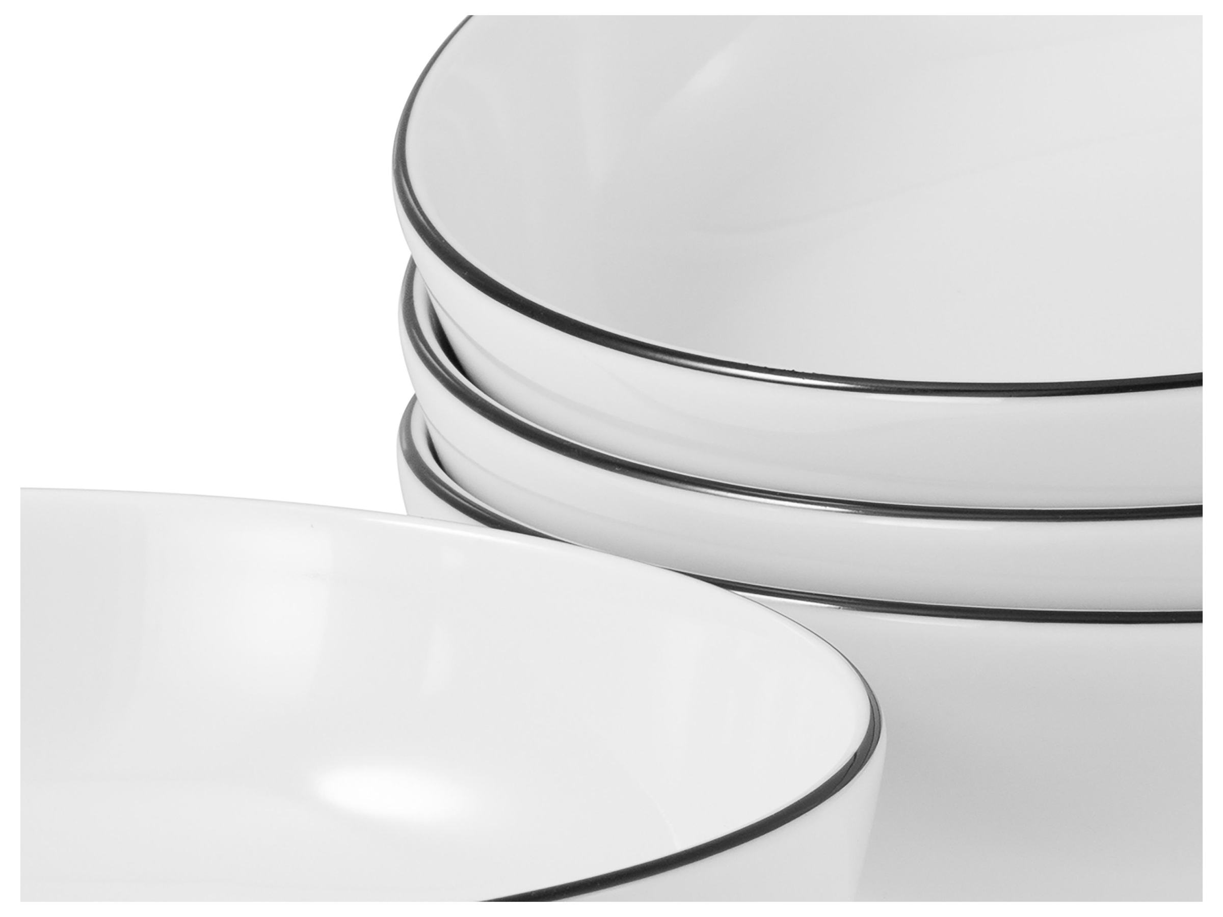 CreaTable Schale »Allround Black Line, Buddha Bowl 16 cm 4-tlg«, 4 tlg., aus Porzellan, Daily Use, Zeitlos