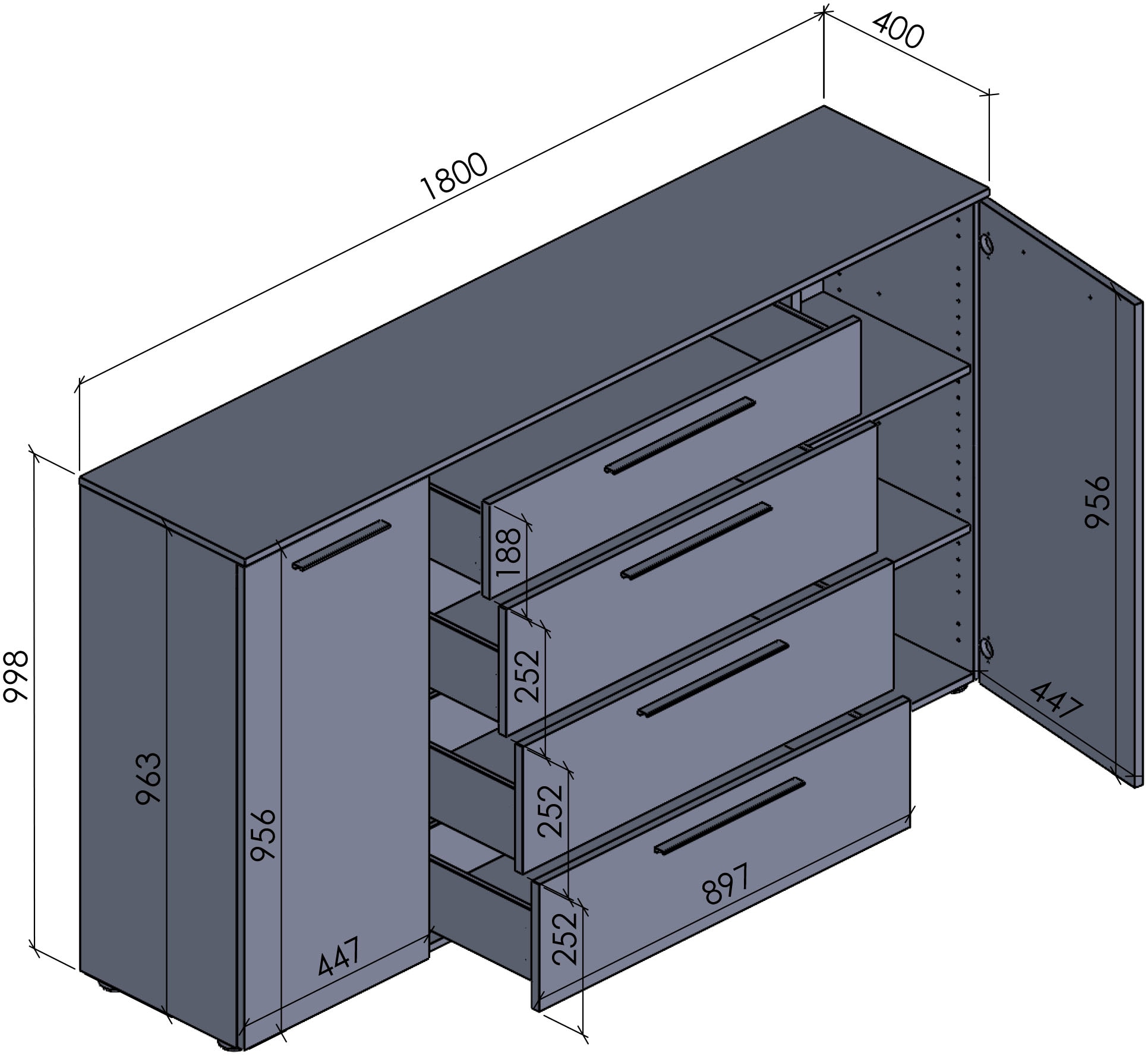 Manjana Möbel Kommode »Kommode mit Schwarz matten Metallgriffen in verschiedenen Ausführungen«