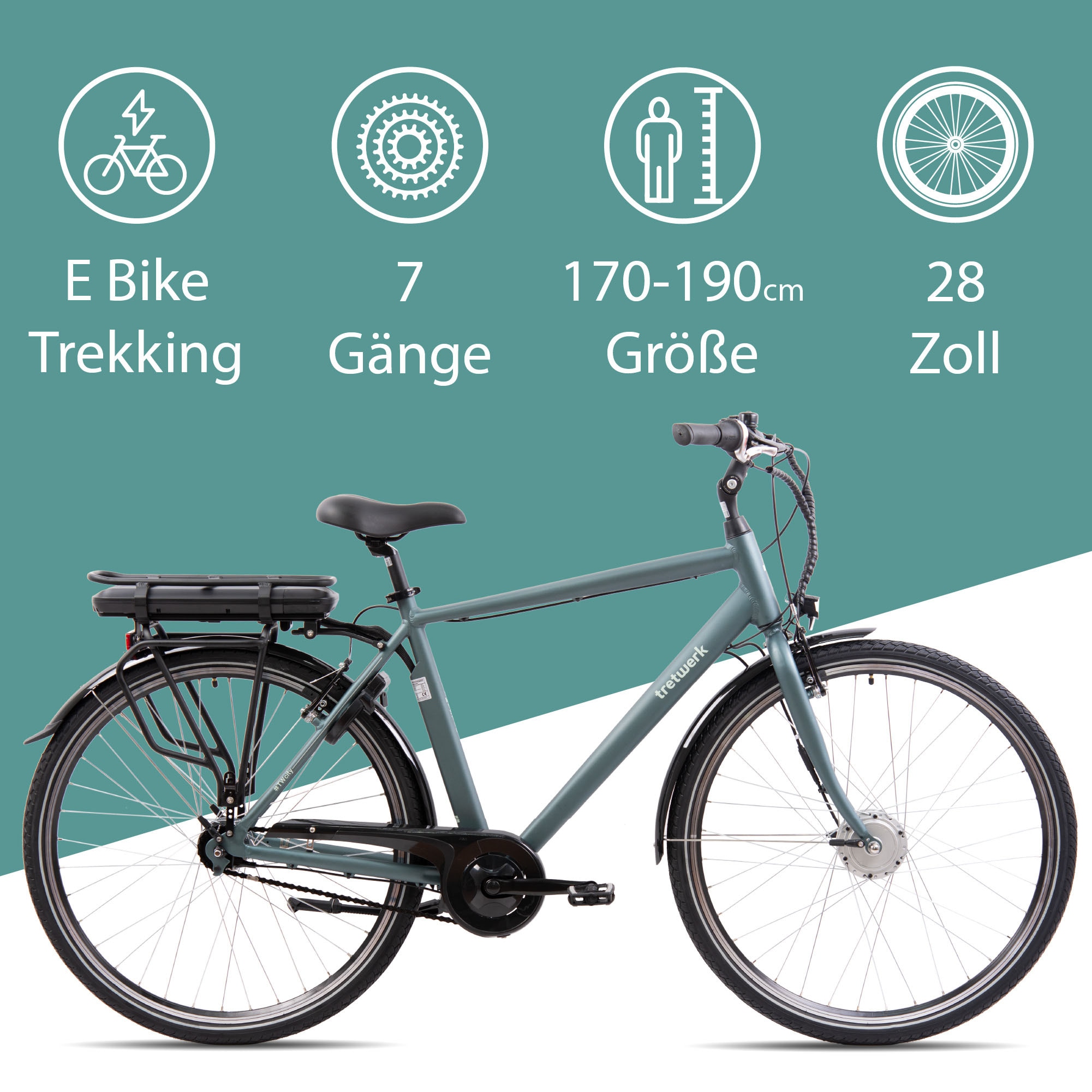 Tretwerk E-Bike »Mystic«, 7 Gang, Frontmotor 250 W, Pedelec, Elektrofahrrad für Damen u. Herren