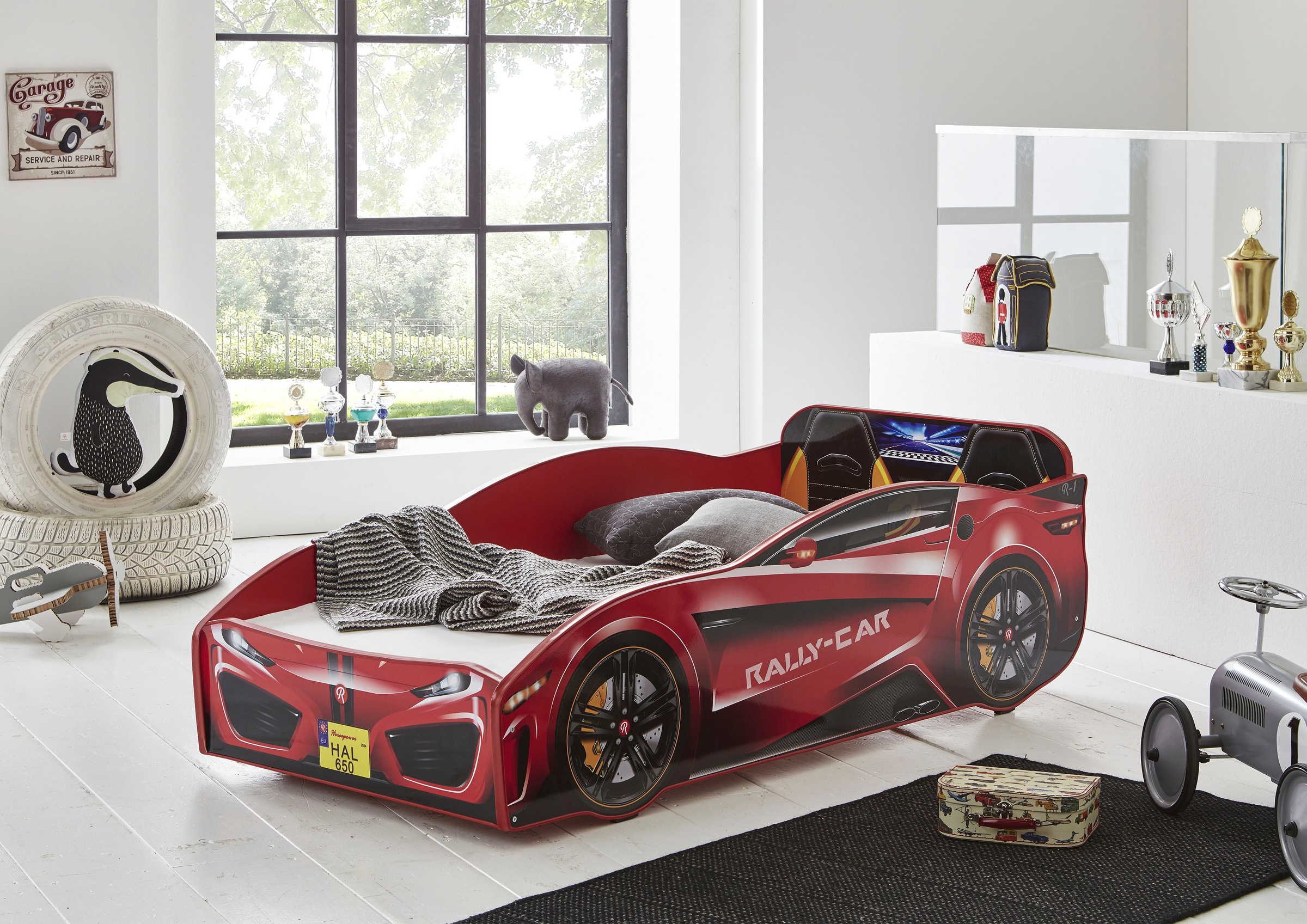 Bild von Relita Kinderbett »Ralley«, Autobett, Rennwagenbett mit Rollrost und Matratze