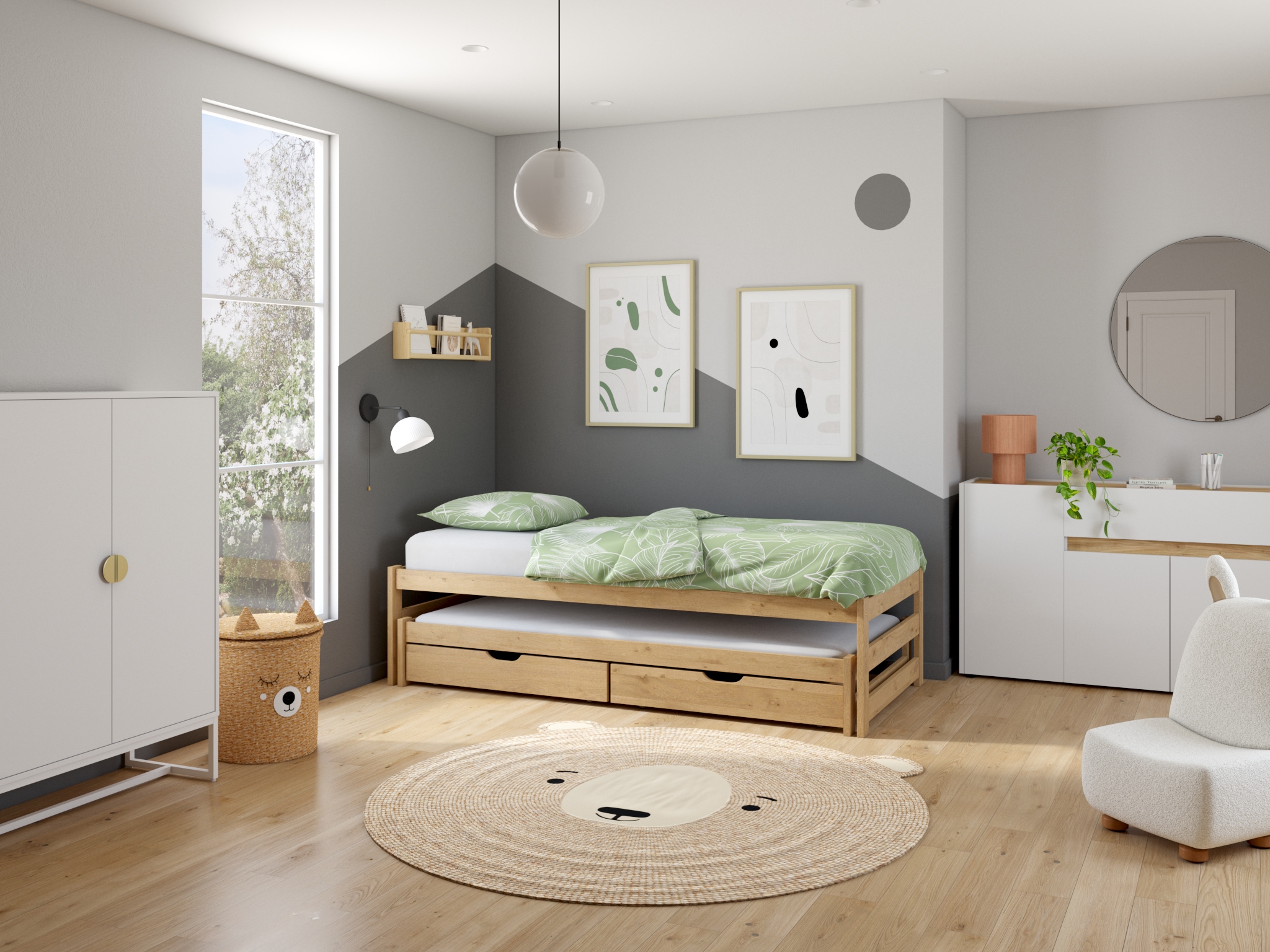 Lüttenhütt Funktionsbett »"TORGNY " mit 2 Schubladen« mit zwei Schlafplätzen