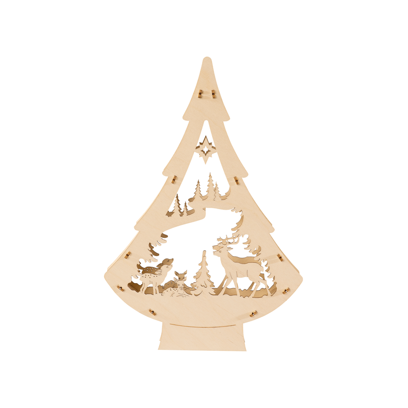 SAICO ORIGINAL LED Schwibbogen »LED-Lichterbaum, Rehe im Wald« für Batteriebetrieb, Timer, LED-Stripe, warmweiß, BxHxT: 20, 5x30x4 cm Natur B/H/T:...