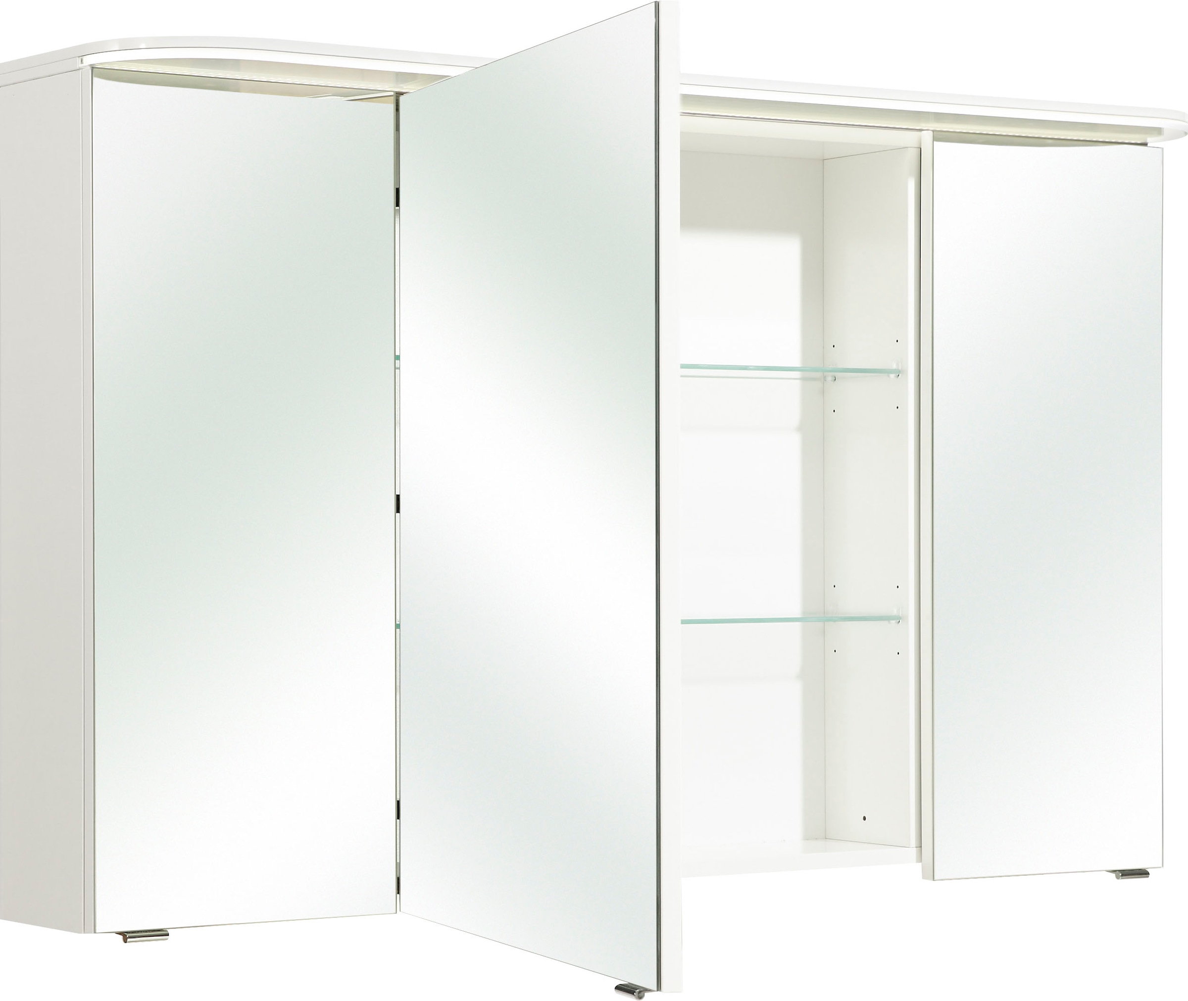 Saphir Spiegelschrank »Balto Sprint Badschrank mit LED-Lichtkranz, 120 cm breit, 3 Türen«, Schalter-/ Steckdosenkombination, inkl. Türdämpfer, 987LM, 12V LED