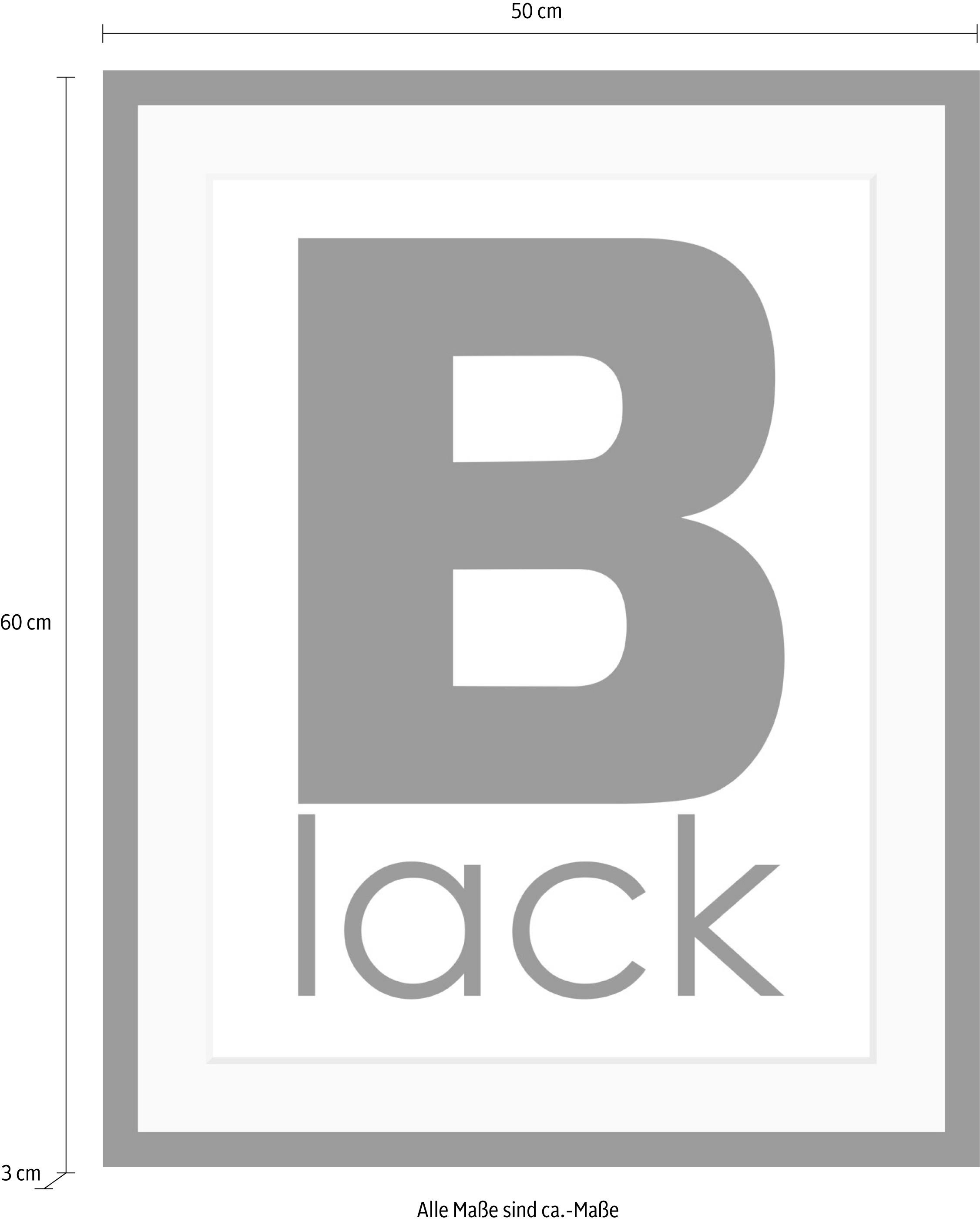 queence Bild »Black«, Schwarz-Weiß-Buchstaben-B, HD Premium Poster-Druck inkl. Holzrahmen