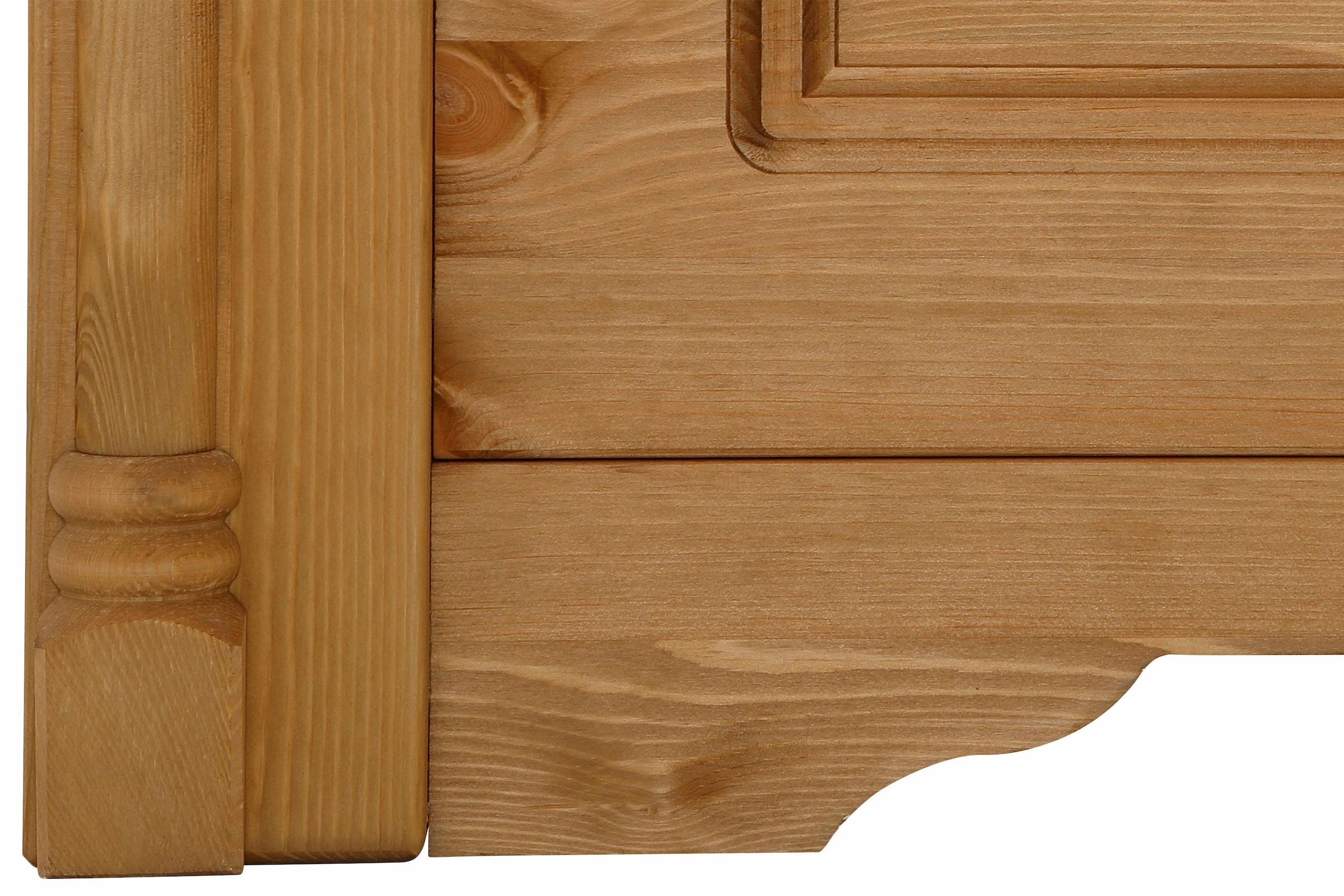 Home affaire Massivholzbett »Graz, hohe Belastbarkeit, klassischer Landhausstil, FSC® zertifiziert«, (Breite/Belastbarkeit 180cm/220 KG, 90cm/=120KG), mit dekorativen Fräsungen, inklusive Lattenrost
