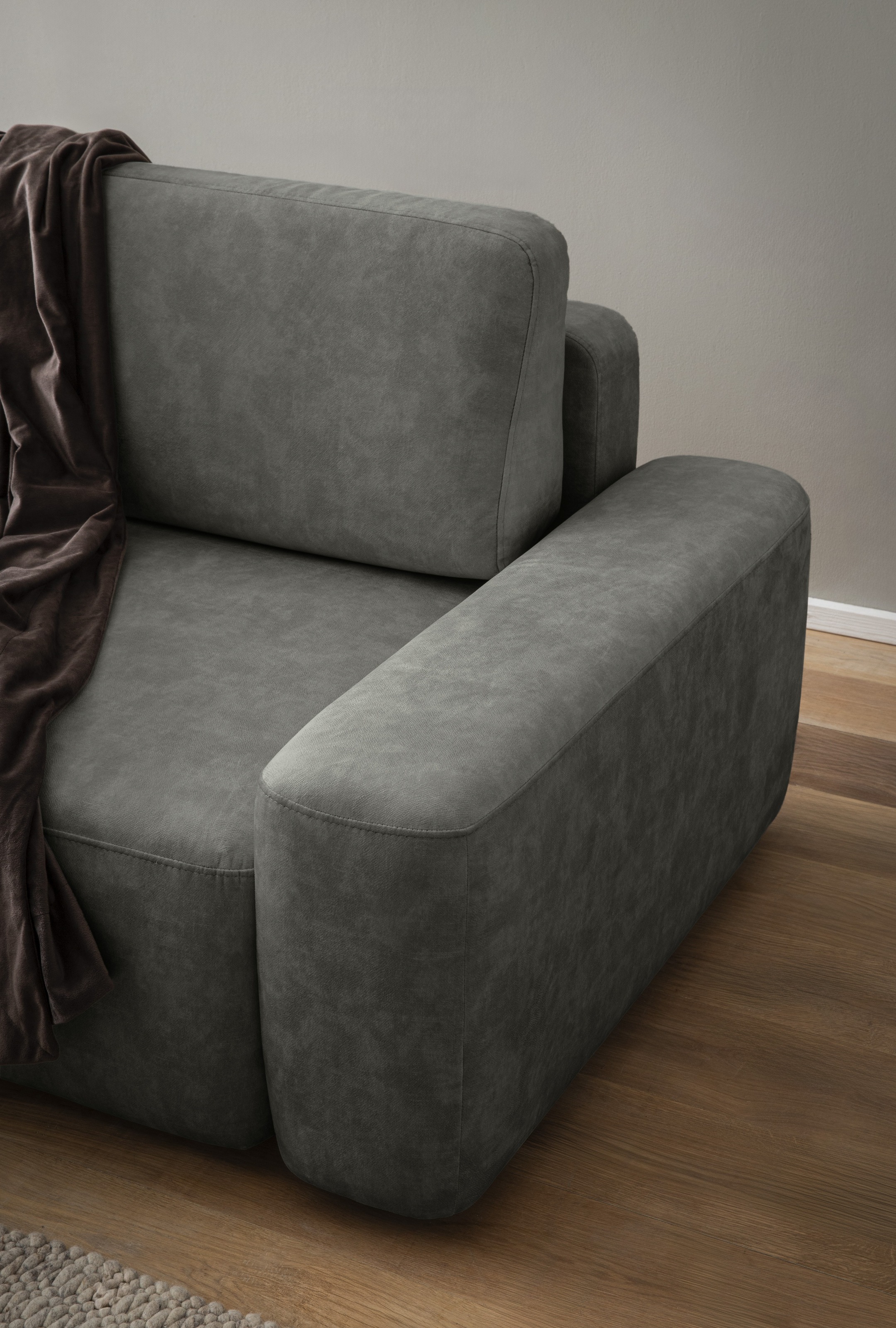 INOSIGN Ecksofa »TORGE (264cm), Schlafsofa in Cord, Samtvelours o Struktur fein, L-Form«, Schlaffunktion, Bettkasten, Liegefläche: 125/210 cm