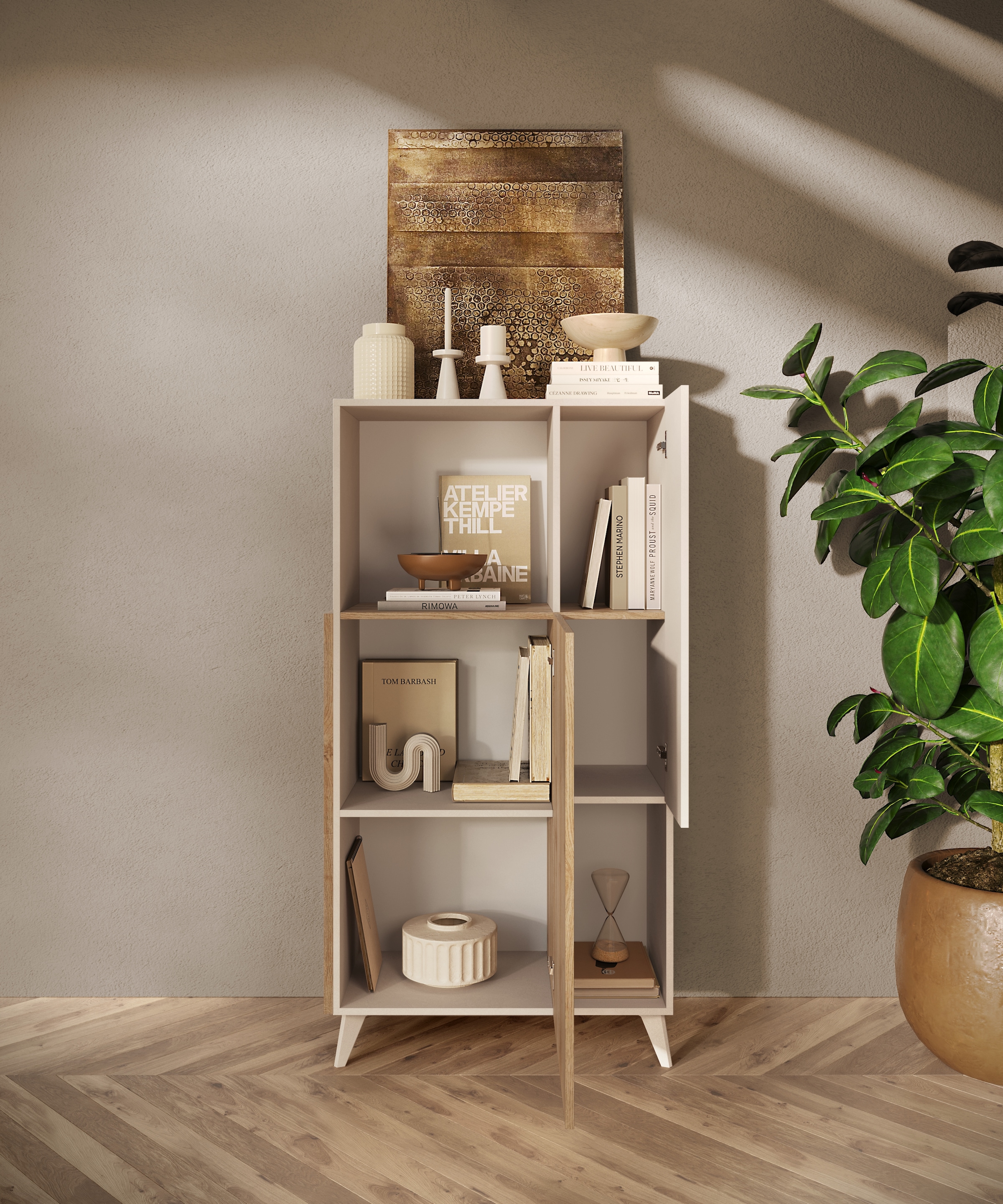 INOSIGN Highboard »Monaco Höhe 154 cm, Kommode mit 2 Türen«, Soft/Self Closing