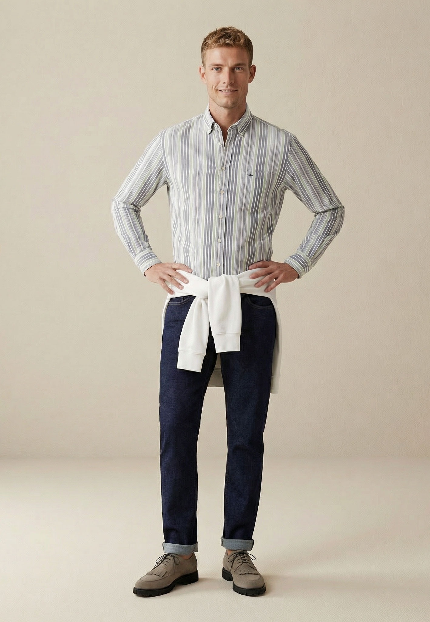 FYNCH-HATTON Streifenhemd »Washed Oxford Stripe« normale Passform, aus reiner Baumwolle, mit Streifenmuster