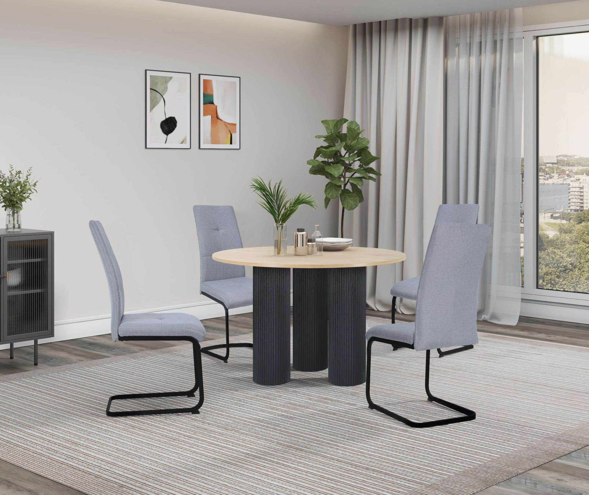 OTTO home Esstisch »Mandan«, rund, 110x110 cm, 25 cm runde Beine mit Rillenstruktur, Höhe 76 cm