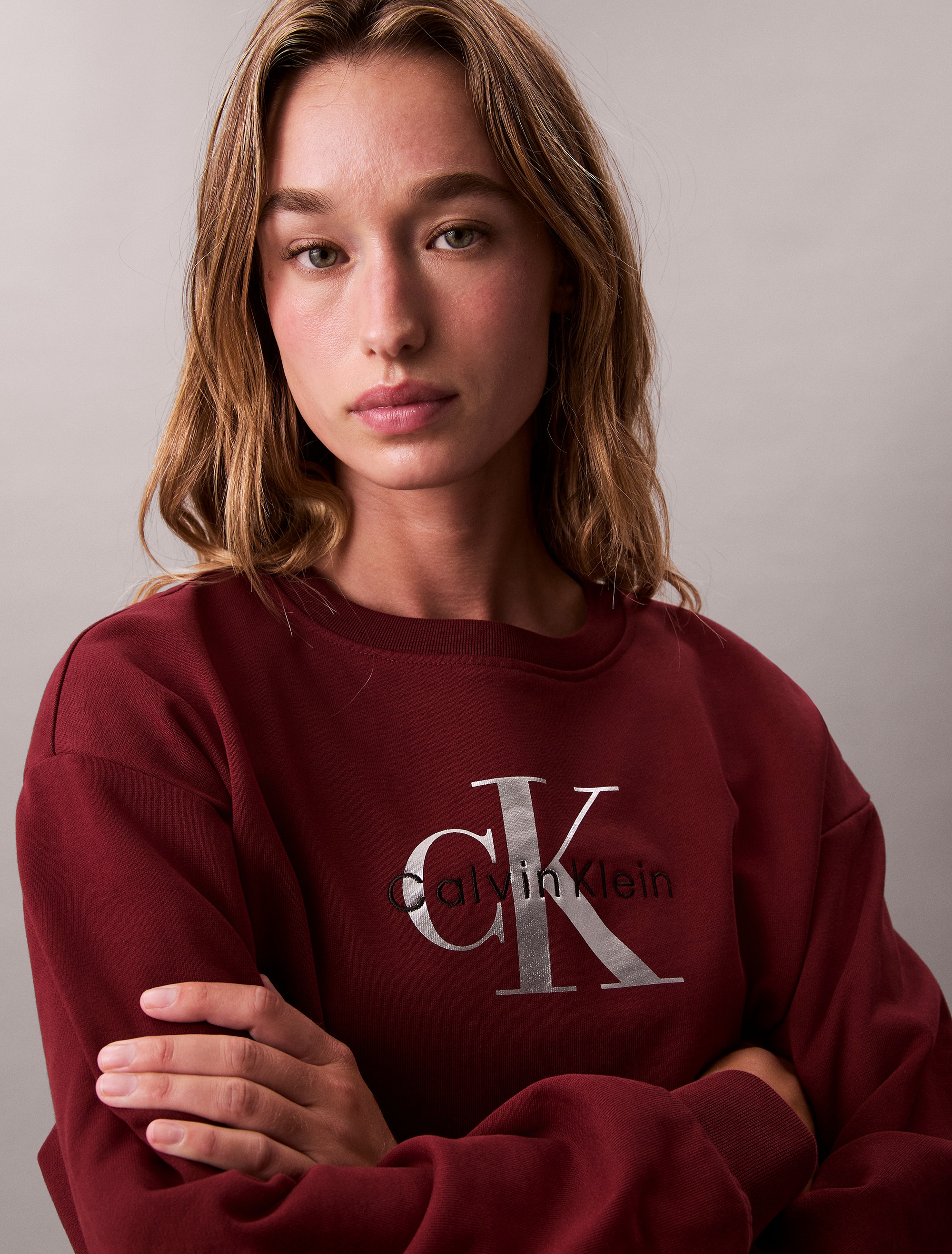 Calvin Klein Jeans Sweatshirt »LS MONOLOGO FRENCH TERRY RLXD CR«, , Logoschriftzug
