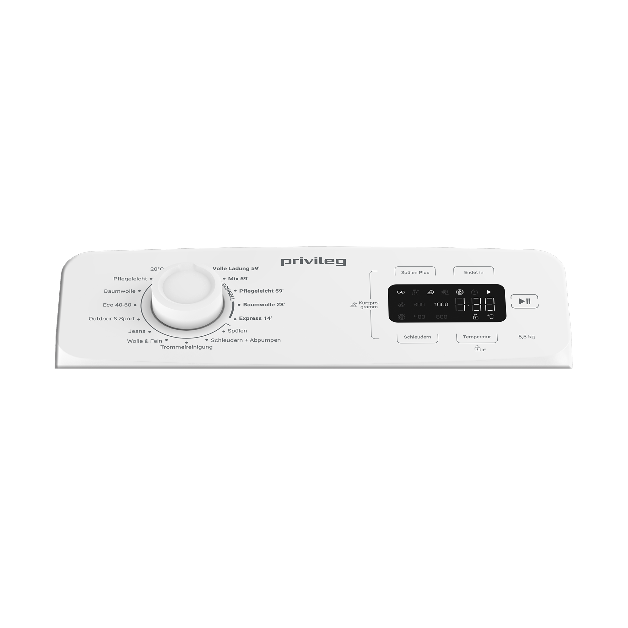 Privileg Waschmaschine Toplader »PWT 55C MY TIME« 5,5 kg 1200 U/min Quick cycles – 5 Programme in unter 1 Stunde