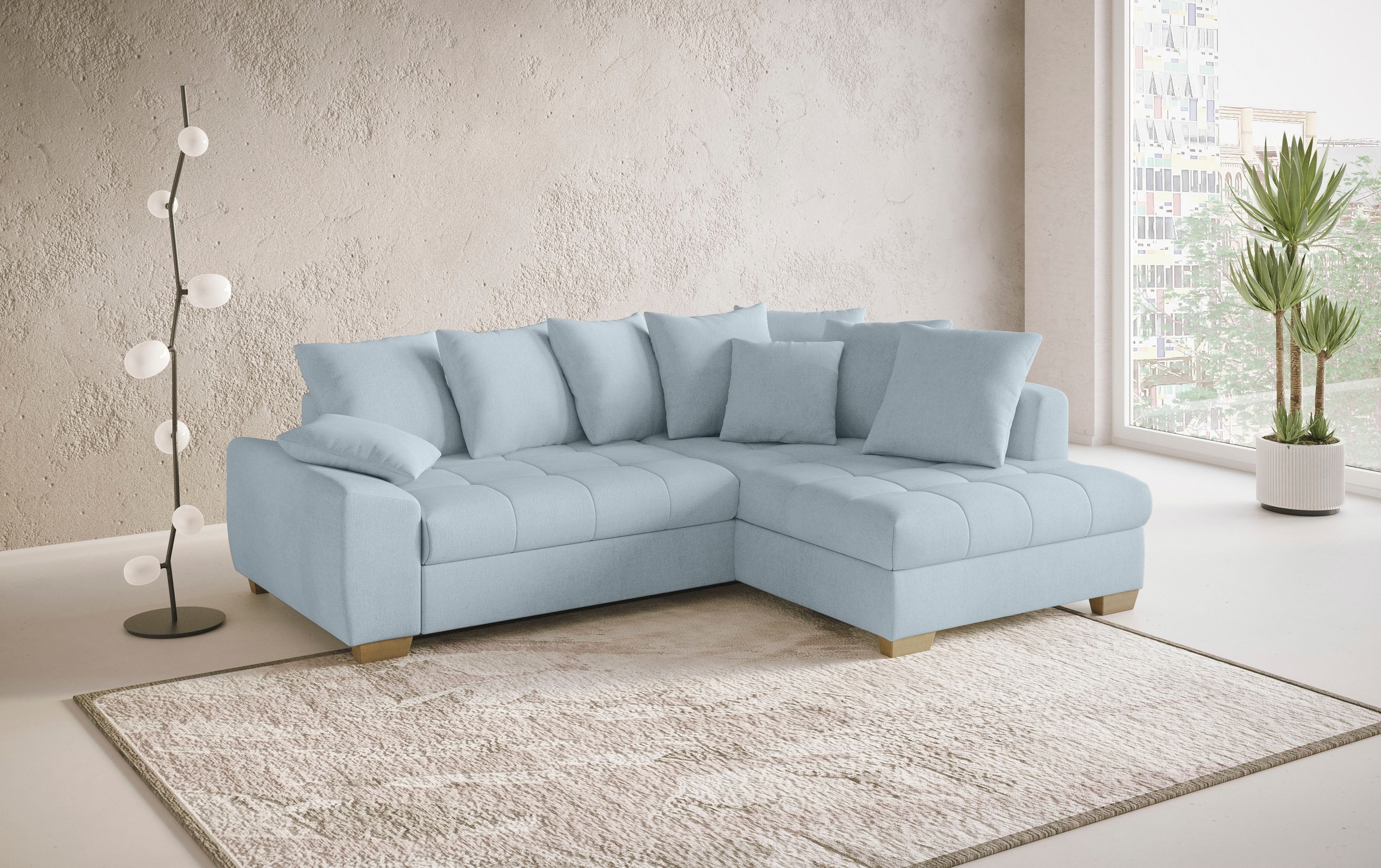 Mr. Couch Ecksofa »Nikita II, L-Form, bis 140kg pro Sitzplatz belastbar«, mit Kaltschaumpolsterung, wahlweise mit Bett und Bettkasten