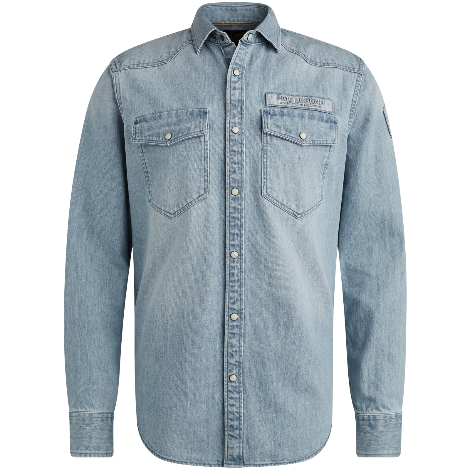 PME LEGEND Jeanshemd »Long Sleeve Shirt Bleach Indigo denim«, mit Kentkragen