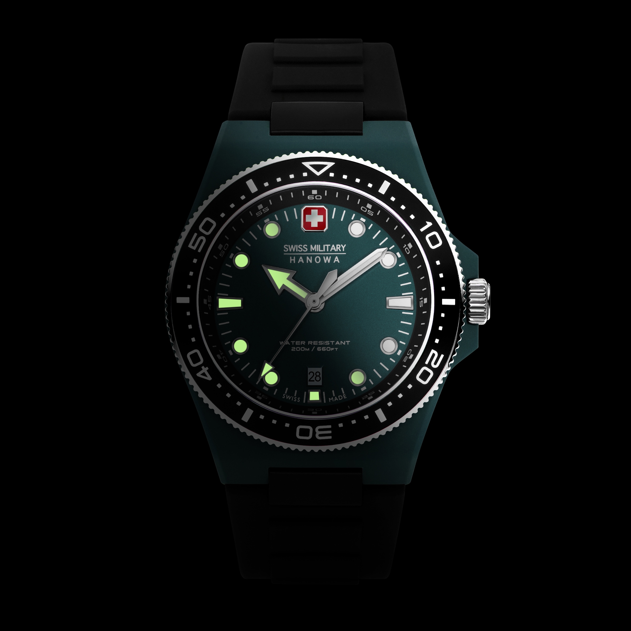 Swiss Military Hanowa Quarzuhr »Ocean Pioneer« Armbanduhr, Herrenuhr, Swiss Made, Silikonarmband, analog, Tag