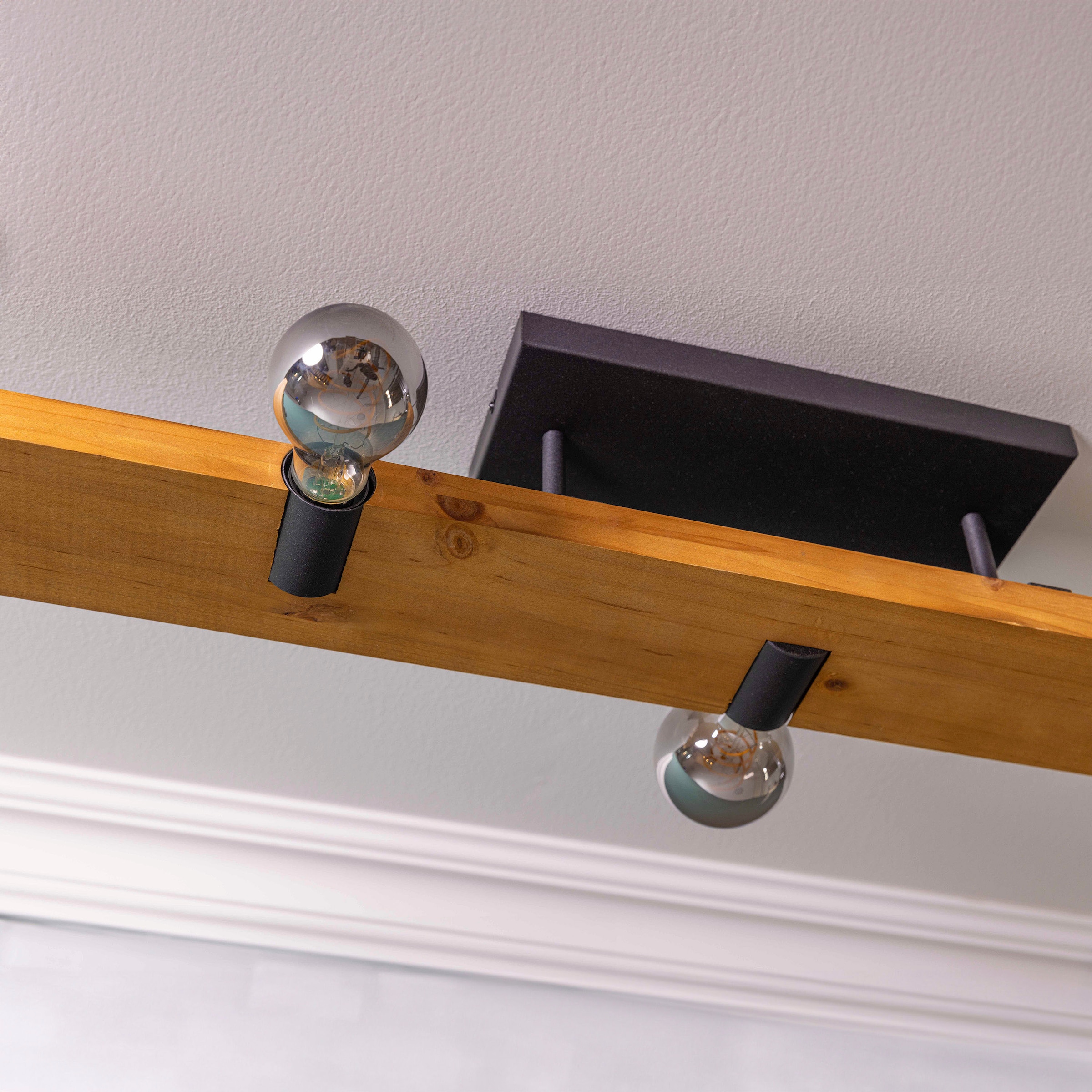 Brilliant Deckenleuchte »Mertes«, 5 flammig, Leuchtmittel E27 | ohne Leuchtmittel, Deckenlampe, E27, 115 x 12,5 cm, Holz/Metall, braun/schwarz