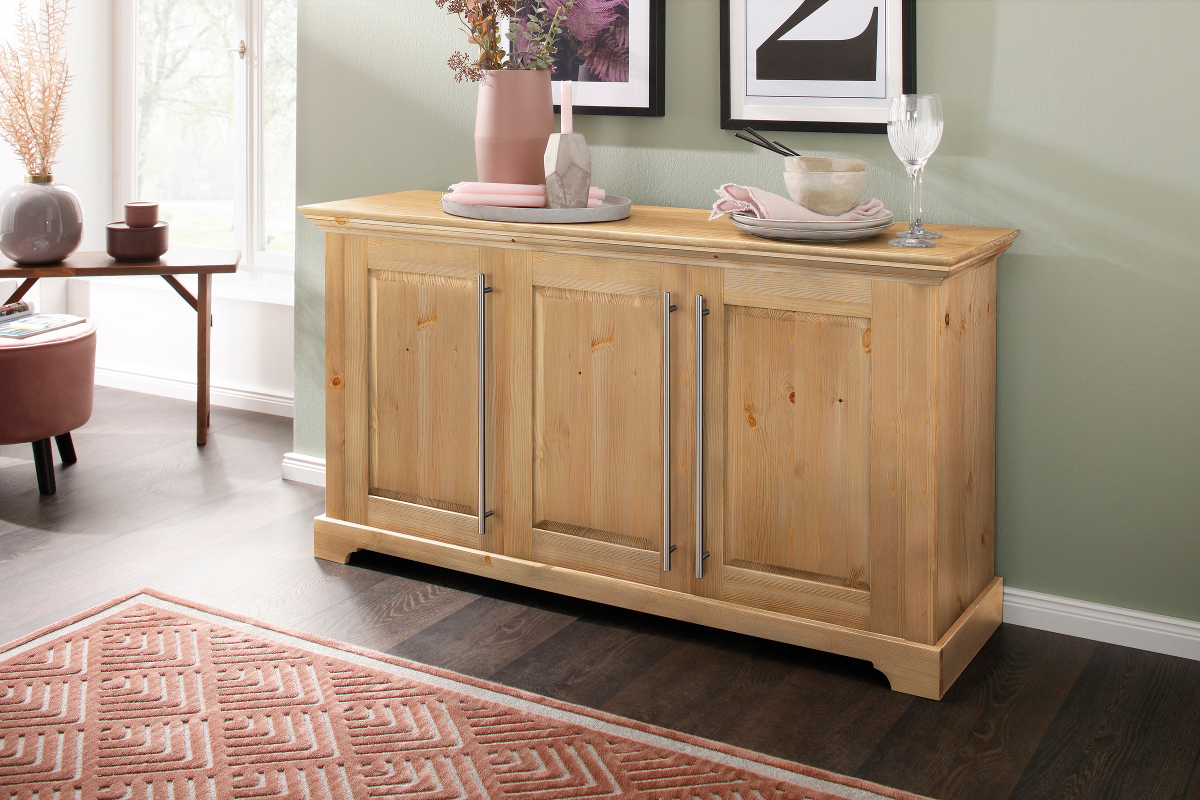 Home affaire Kommode »Meliss« aus massiver Kiefer, FSC® zertifiziert, 3-tür günstig online kaufen