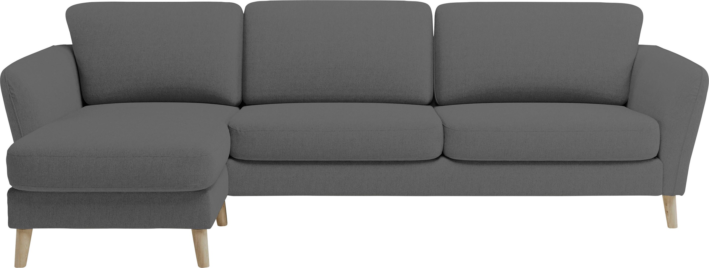 Home affaire Ecksofa »MARSEILLE (279/152cm),L-Form, Rec. rechts/links, verschiedene Bezüge«, Massivholzbeine Eiche, Landhausstil, Wellenunterfederung