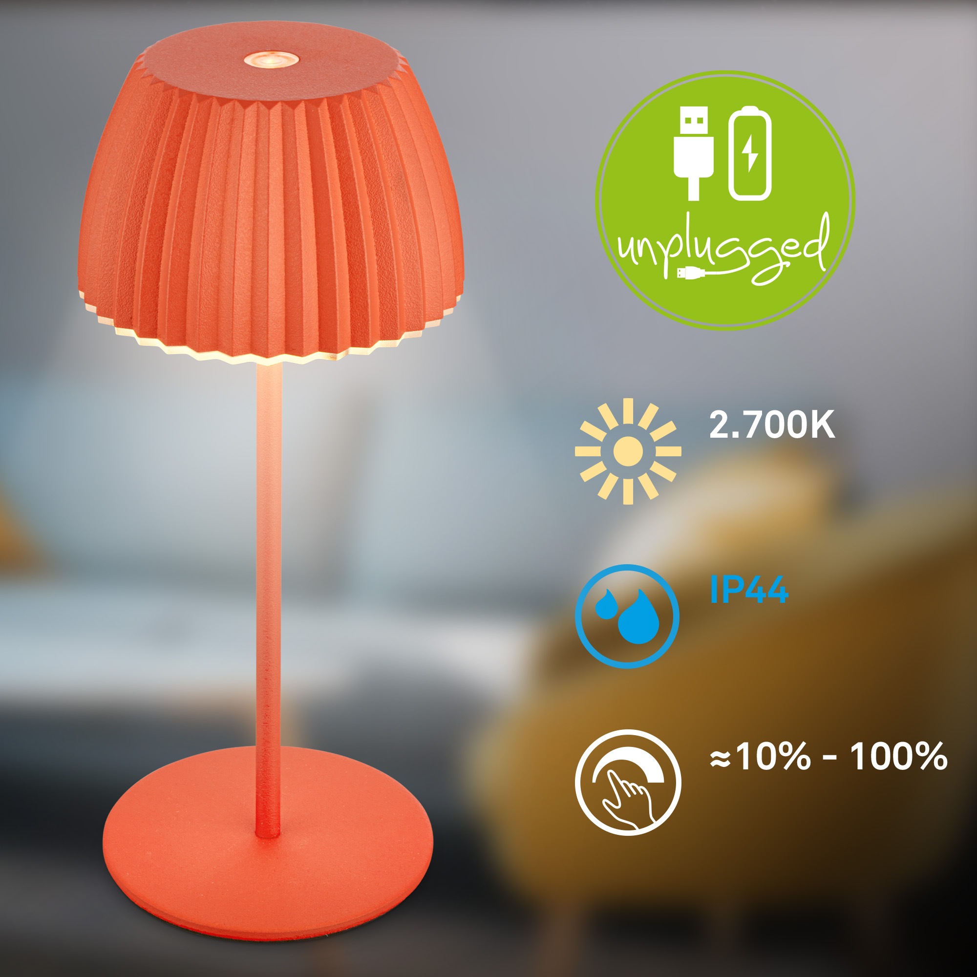 Briloner Leuchten LED Tischleuchte »Akku LED Tischleuchte, mini, orange«