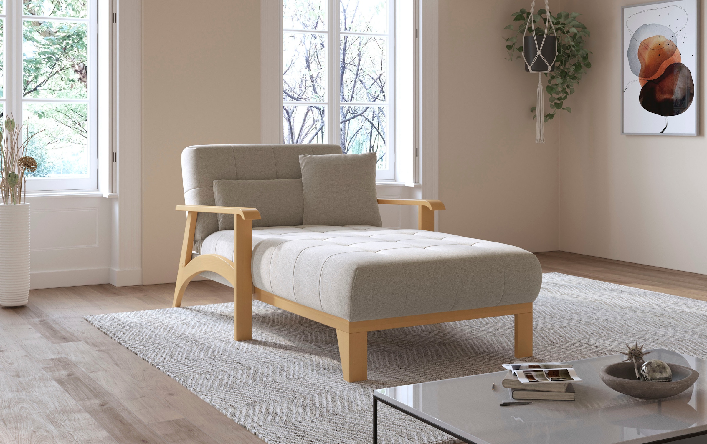 sit&more Recamiere »Billund«, Armlehnen aus eichefarbigem Buchenholz, verschiedene Bezüge und Farben