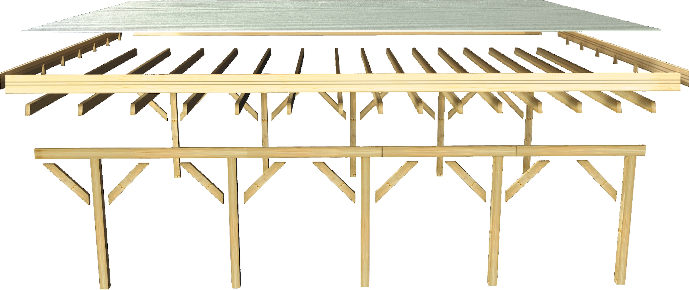 Karibu Einzelcarport »»Classic 1 SET« Stahl-Dach Variante C, mit zwei Einfahrtsbogen«, Masivholz, 250 cm, KDI, aus Masivholz