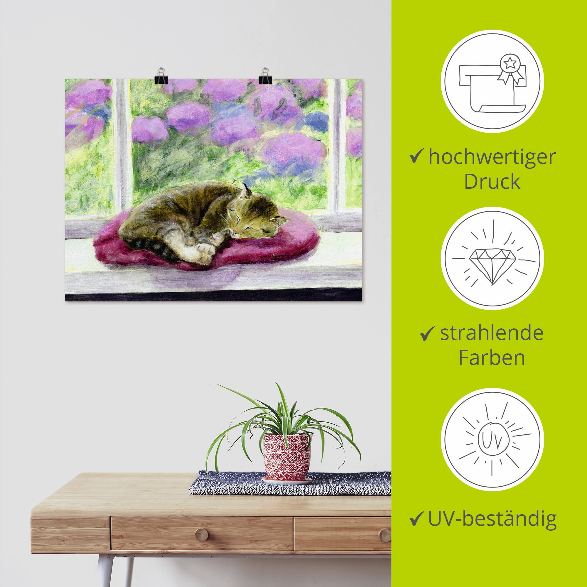 Artland Wandbild »Katze auf Gartenfensterbank« Haustiere 1 Stk. tlg. ohne Rahmen