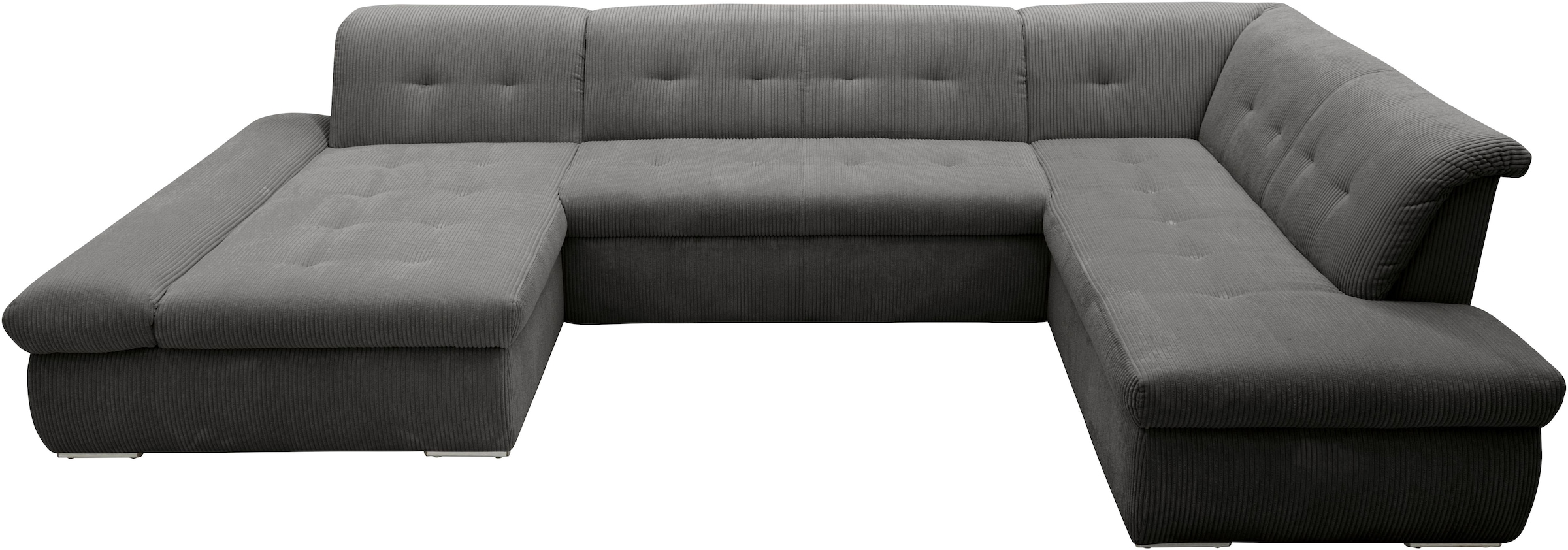 DOMO collection Wohnlandschaft »Moric U-Form auch in Cord«, im XXL-Format, wahlweise mit Bettfunktion und Armlehnenverstellung