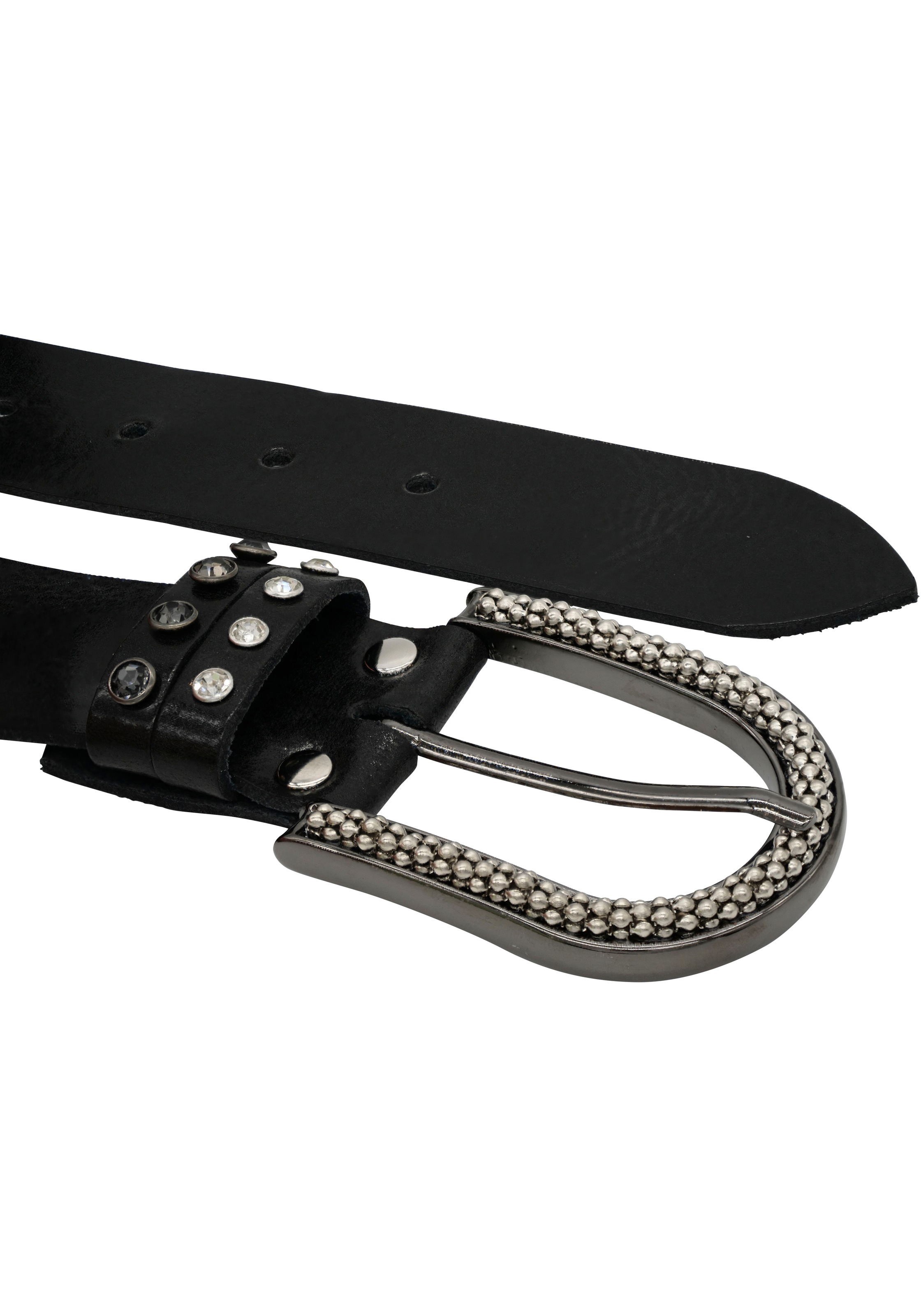 AnnaMatoni Ledergürtel Gürtel mit Strass-Steinen besetzt