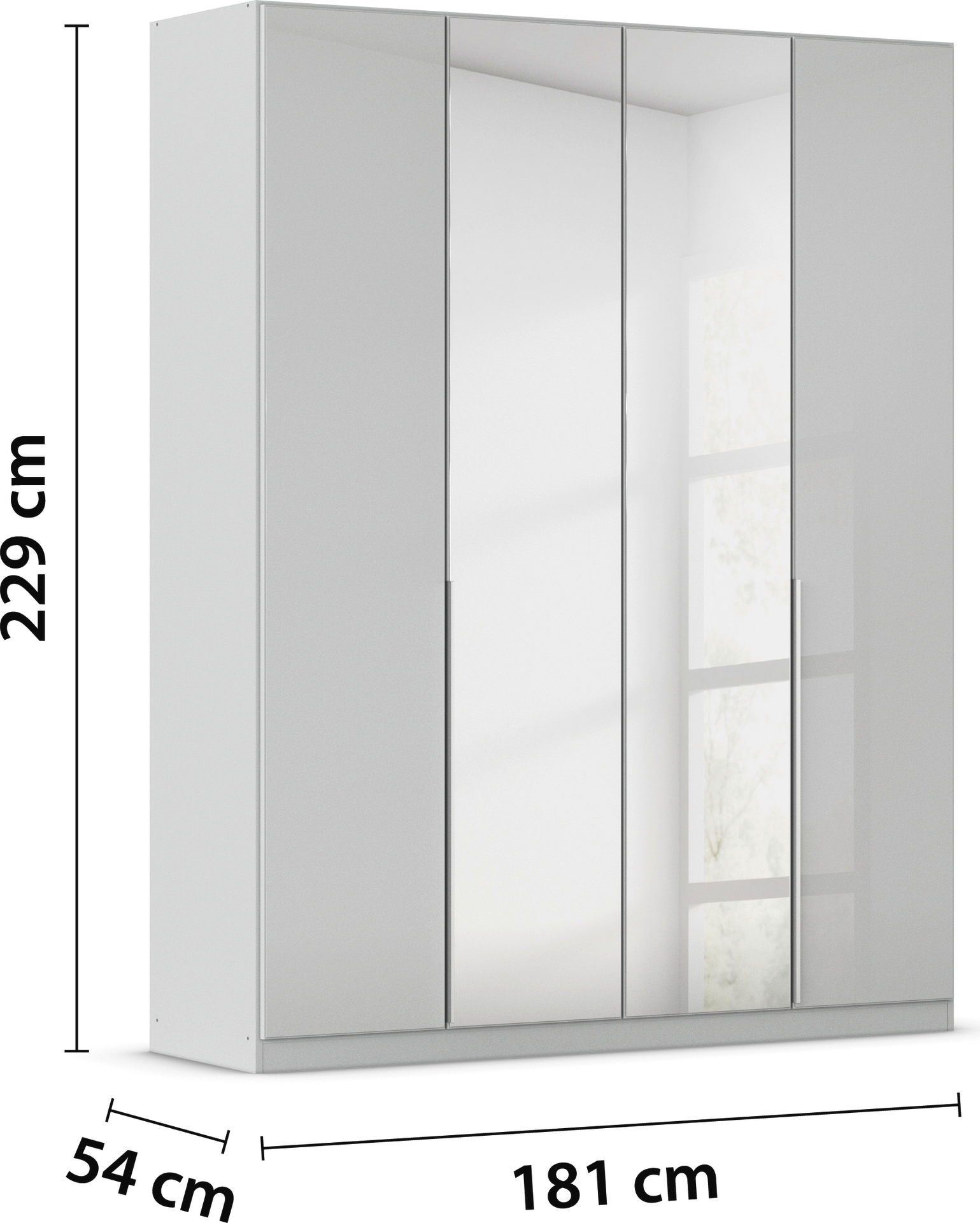 rauch Drehtürenschrank »Kleiderschrank Kleiderschränke Schrank Garderobe AGORDO mit Glasfront«, (in zwei Griff-Farben), durchdachte Innenausstattung, in 6 Breiten und 2 Höhen MADE IN GERMANY