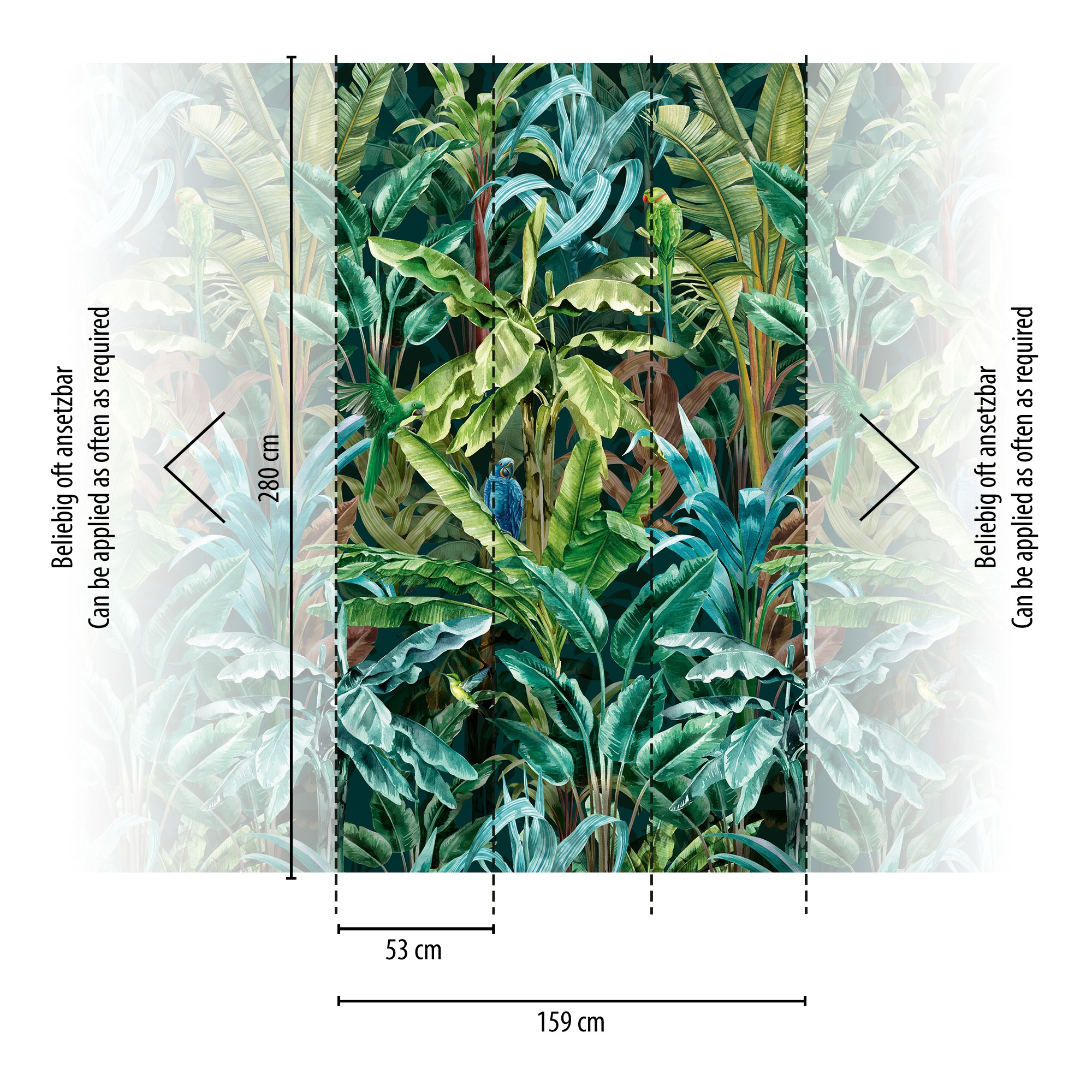 living walls Fototapete »Metropolitan Stories. Travel Styles. Tapete Dschungel«, matt-gemustert-neutral, Palmenblätter Fototapete Floral Tapeten Wohnzimmer Schlafzimmer Küche