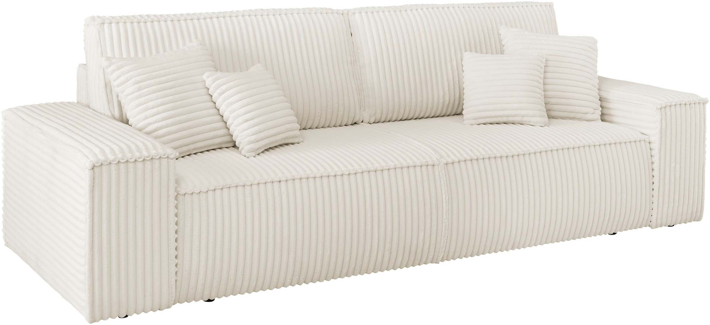 andas 3-Sitzer »FINNLEY Schlafsofa 257 cm, Schlaffunktion mit Bettkasten (200/136cm)«, in Aqua Clean-Bouclé, Struktur fein u. Cord