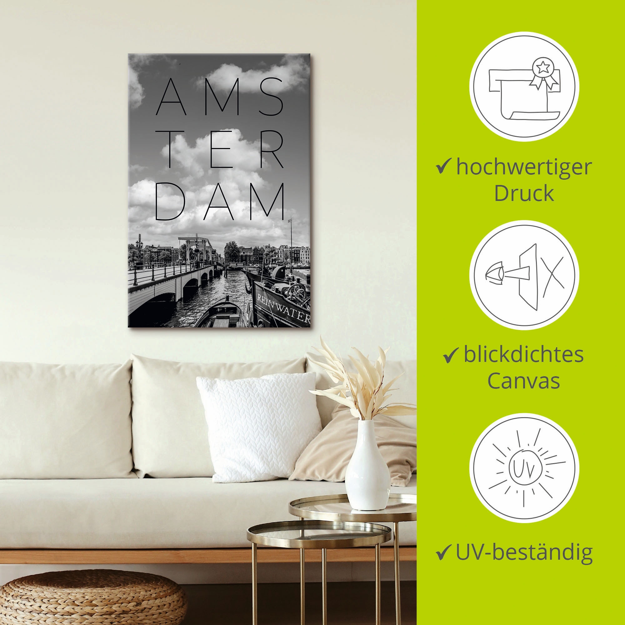 Artland Wandbild »Magere Brug in Amsterdam«, Amsterdam, (1 St.), als Alubild, Leinwandbild, Wandaufkleber oder Poster in versch. Größen