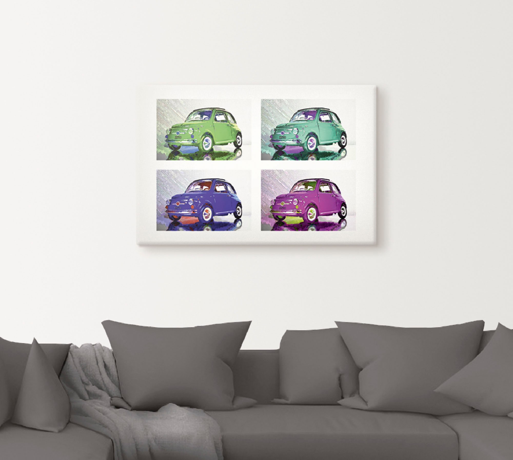 Artland Leinwandbild »POP ART Der kleine italienische Freund«, Auto, (1 St.), auf Keilrahmen gespannt