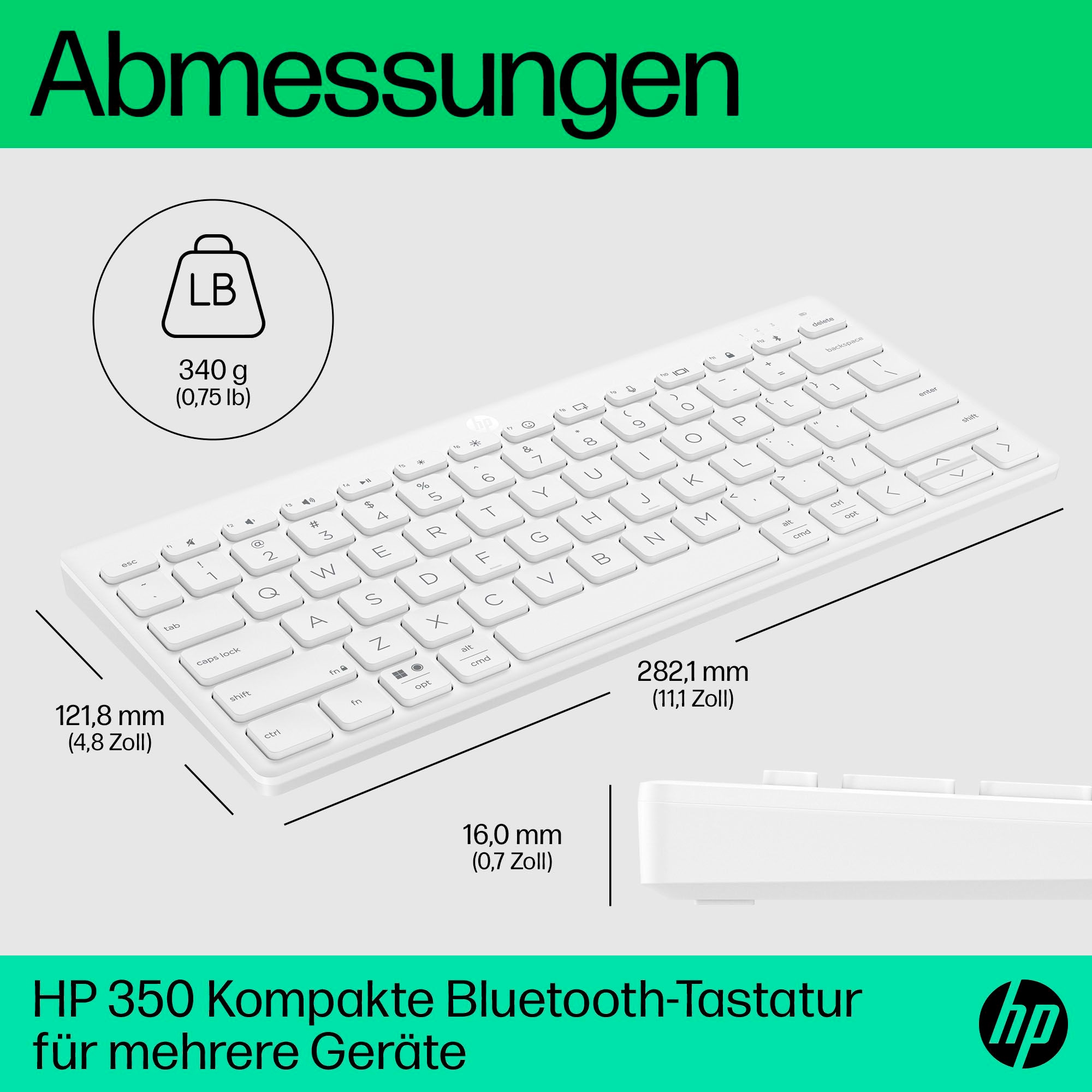 HP Tastatur »350 Kompakte Bluetooth-Tastatur«, (Fn-Tasten-Windows-Sperrtaste-Lautstärkeregler)