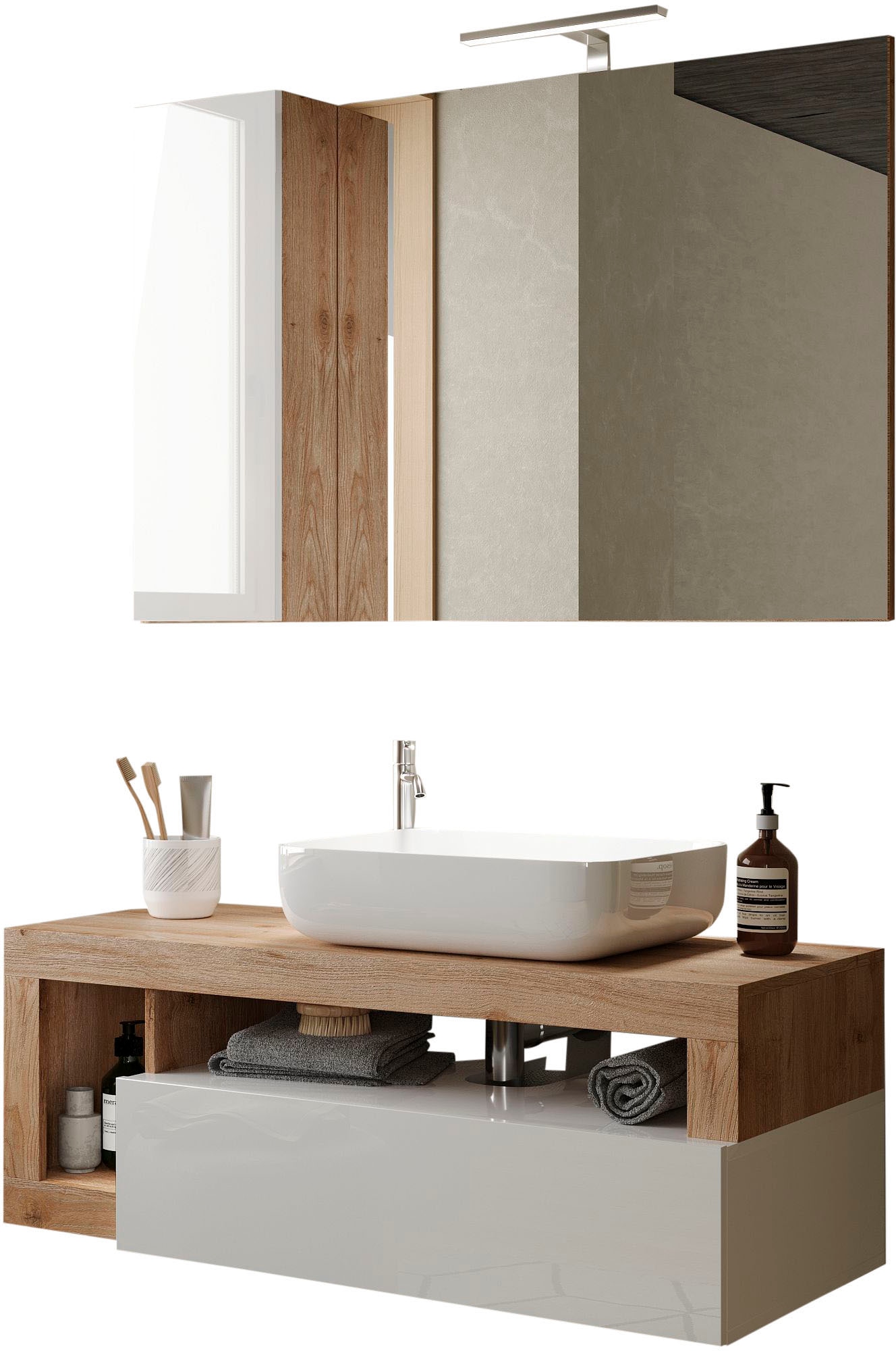 welltime Badmöbel-Set »Hamburg, Badezimmerset 2tlg. Breite 110 cm, Badmöbel günstig online kaufen