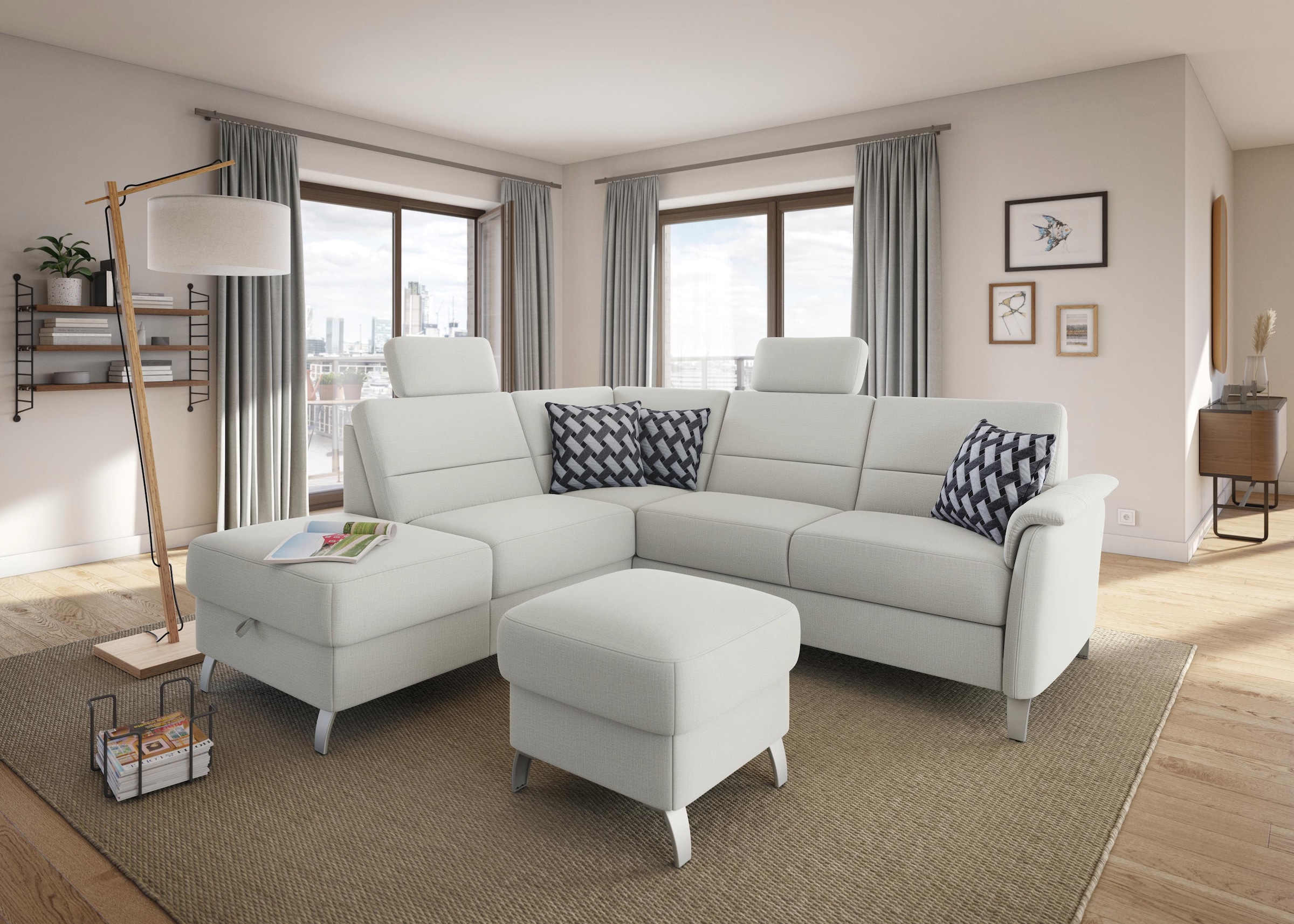sit&more Ecksofa »Palmera L-Form«, Federkern, wahlweise mit Bettfunktion und mit/ohne Stauraum